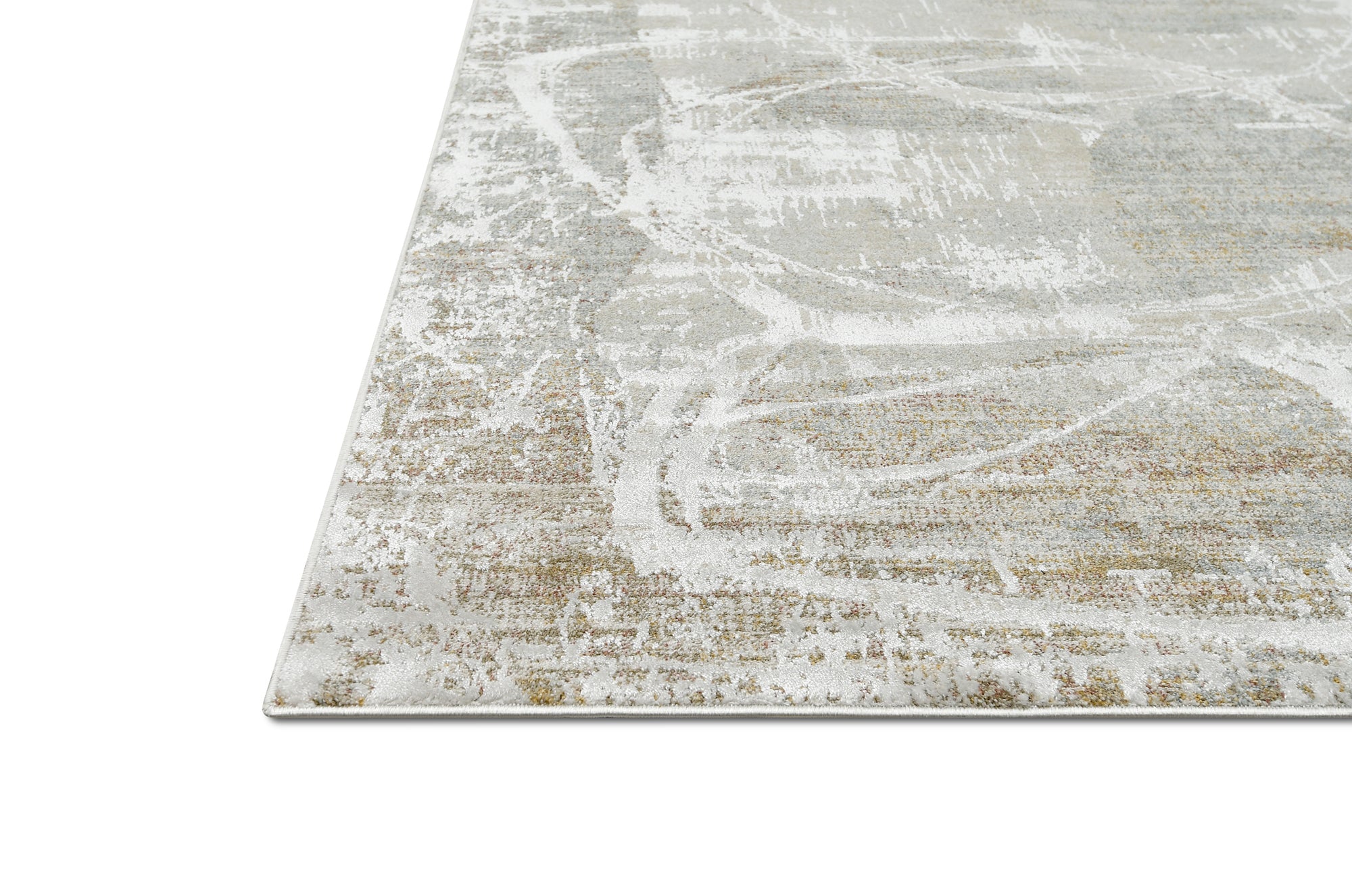 Plush Scribbled Pattern Rug - In White, Gray & Beige