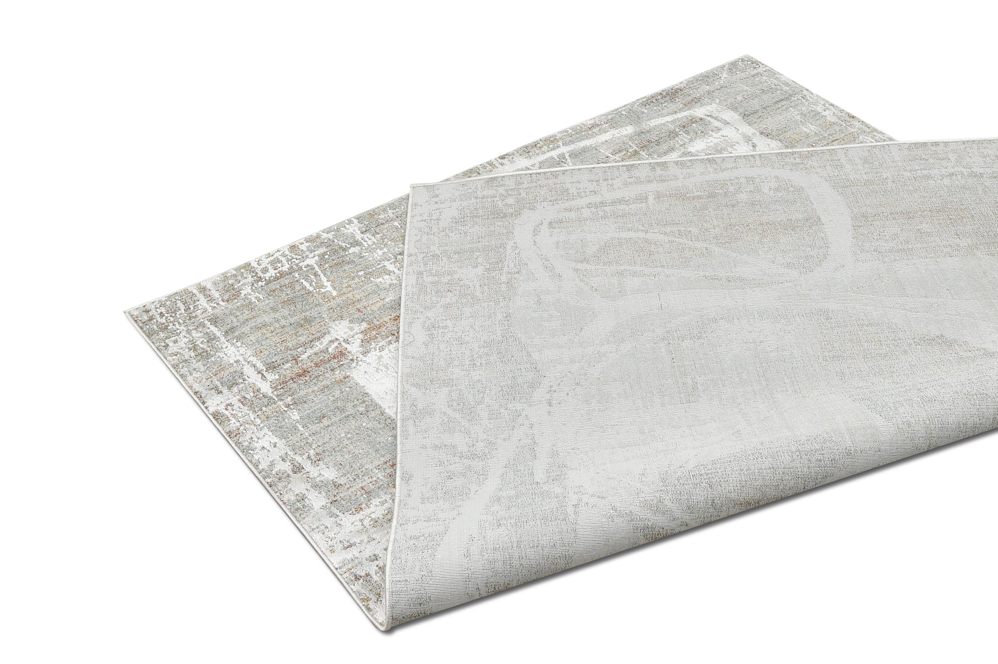 Plush Scribbled Pattern Rug - In White, Gray & Beige