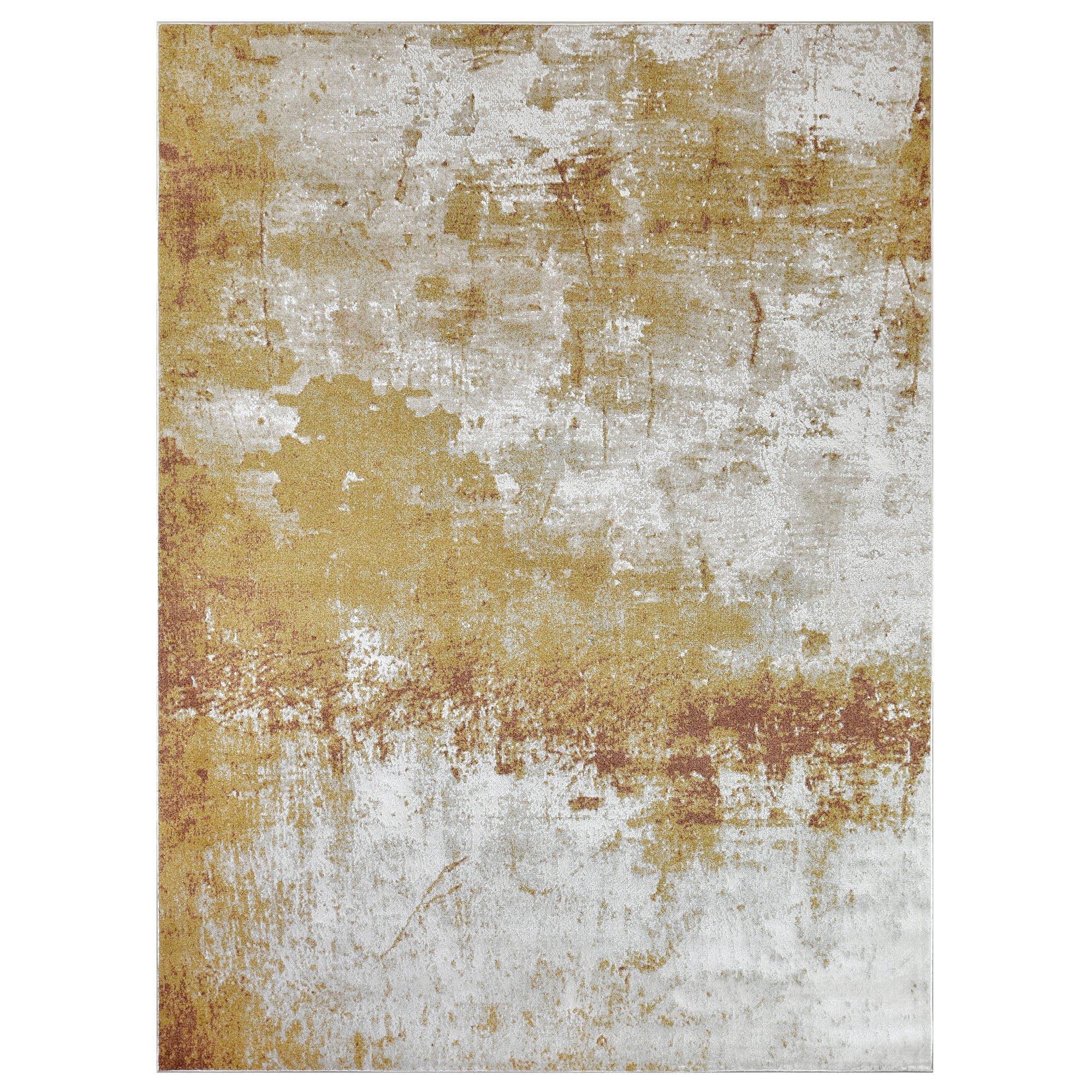 Rustic Copper Rug - Bold Yellow and Beige Design
