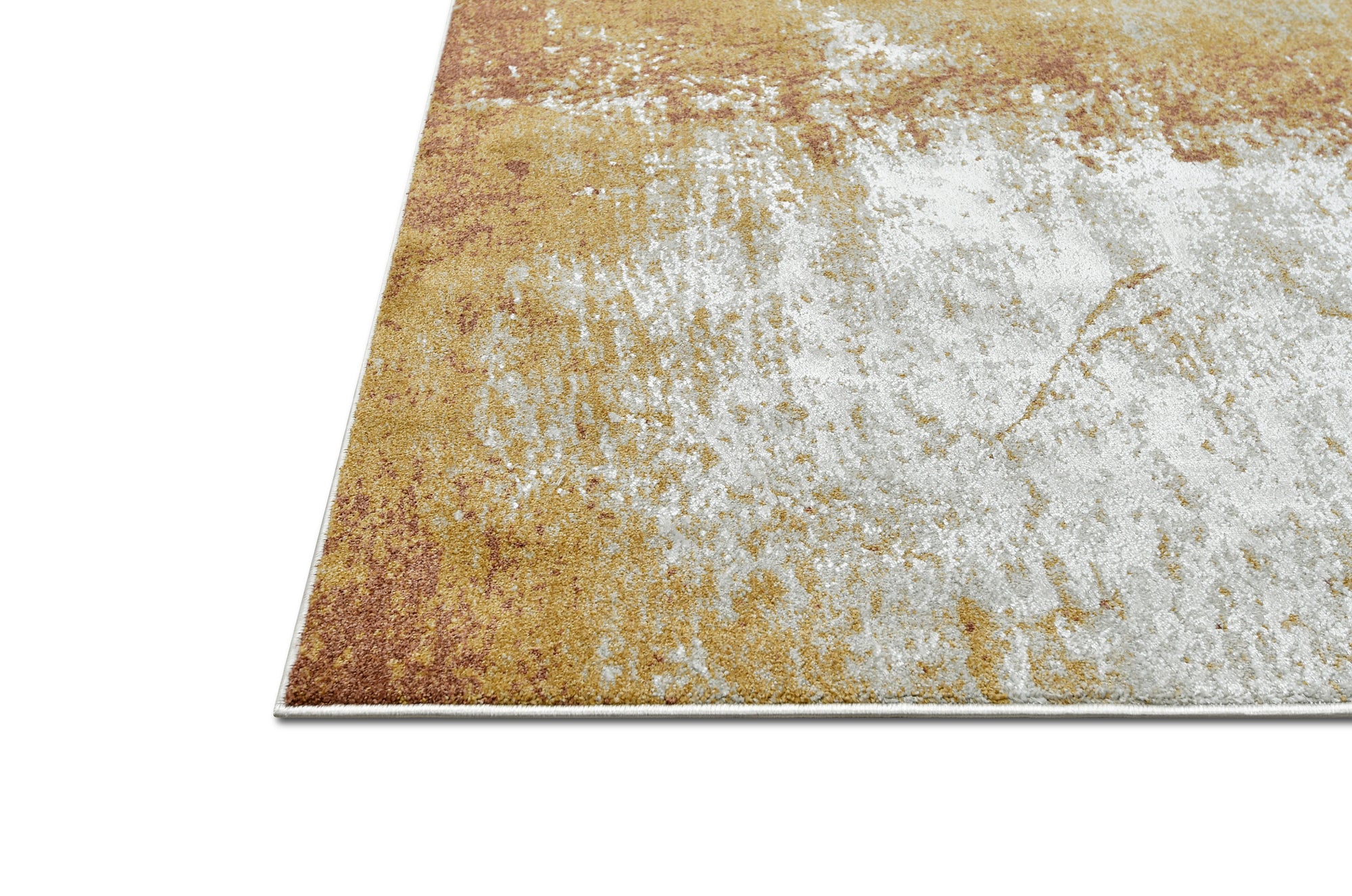 Rustic Copper Rug - Bold Yellow and Beige Design
