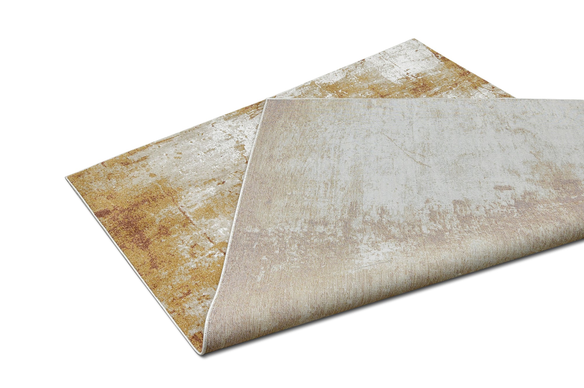 Rustic Copper Rug - Bold Yellow and Beige Design