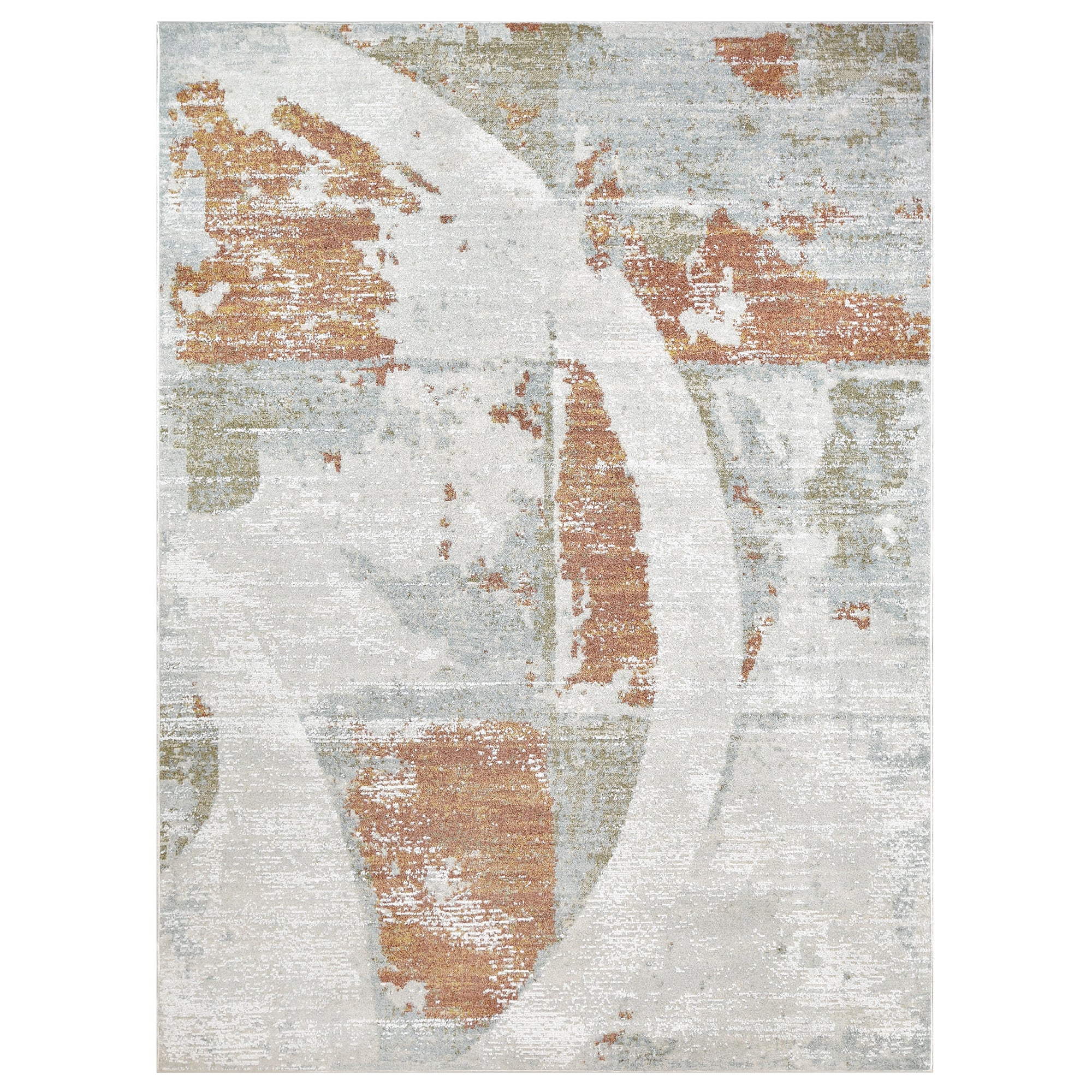 Modern Abstract Area Rugs - Combed Shape - Beige, Gray, & White