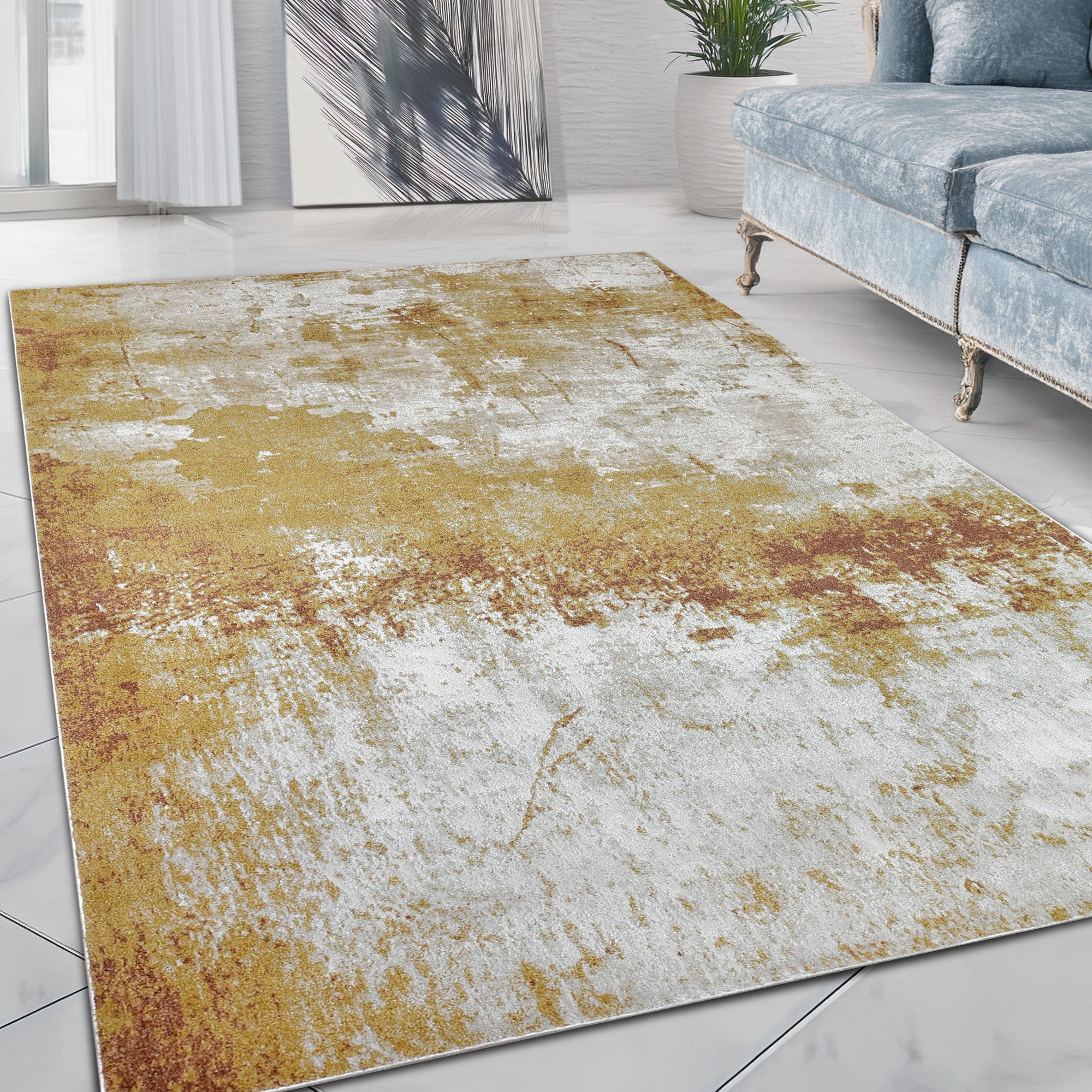 Rustic copper and beige rug with soft texture