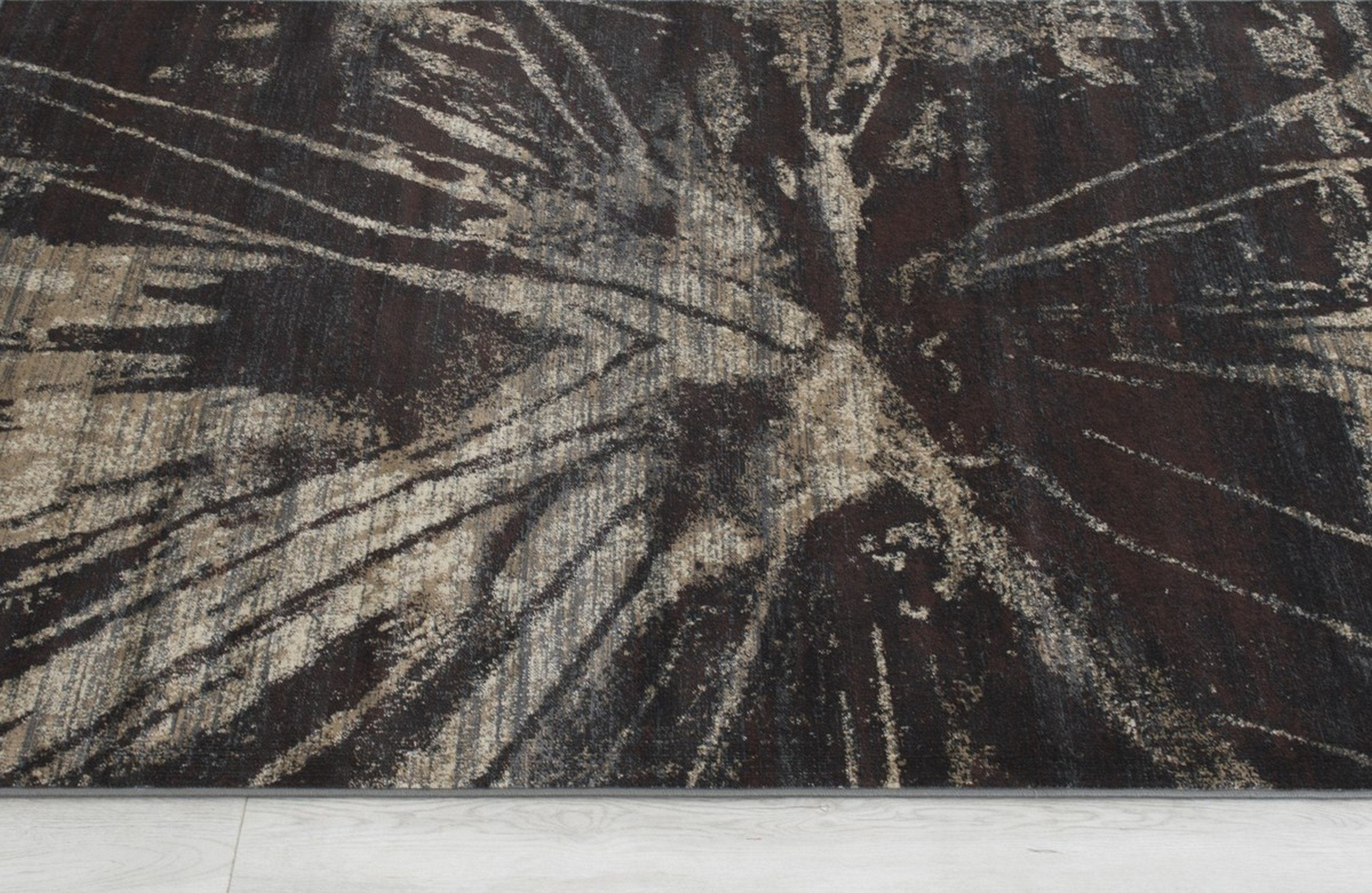 Abstract Splash Pattern Rug - Burgundy, Maroon, and Gold Design