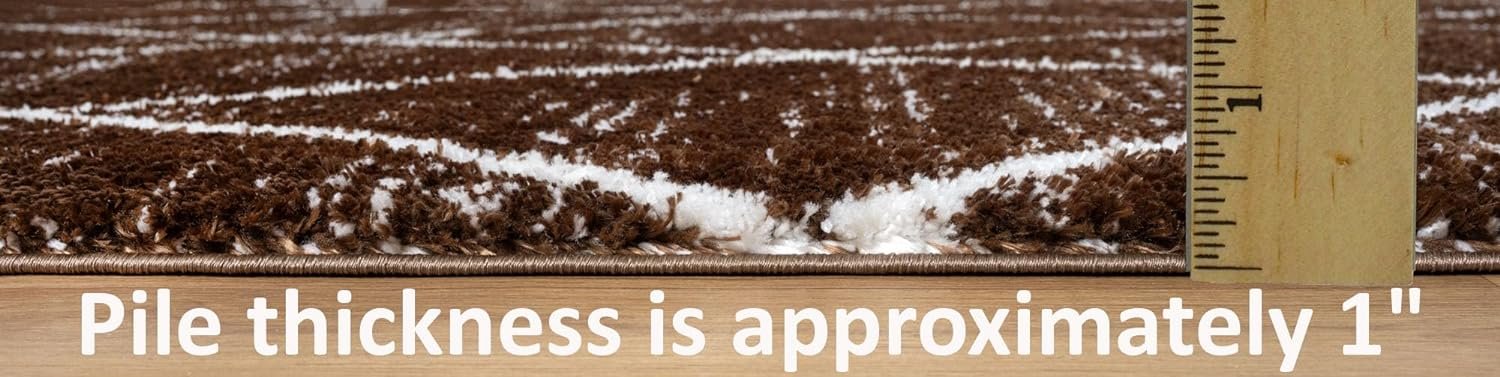 HR Luxurious Moroccan Diamond Shag Rug | Plush 1-Inch-High Pile Soft & Durable Area Rug #26222