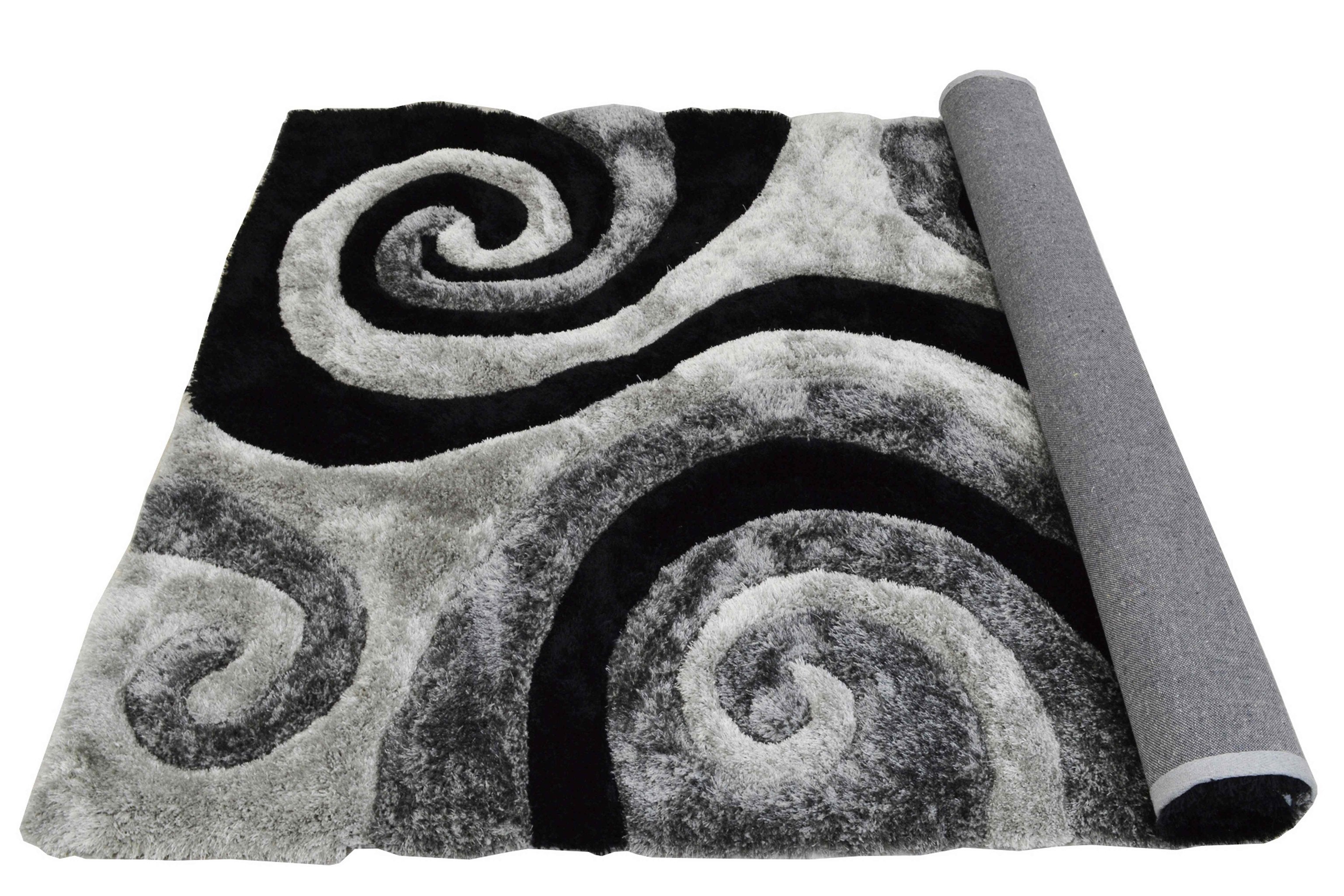 3-D Hand Carved Shaggy Rug - Soft Modern Colors