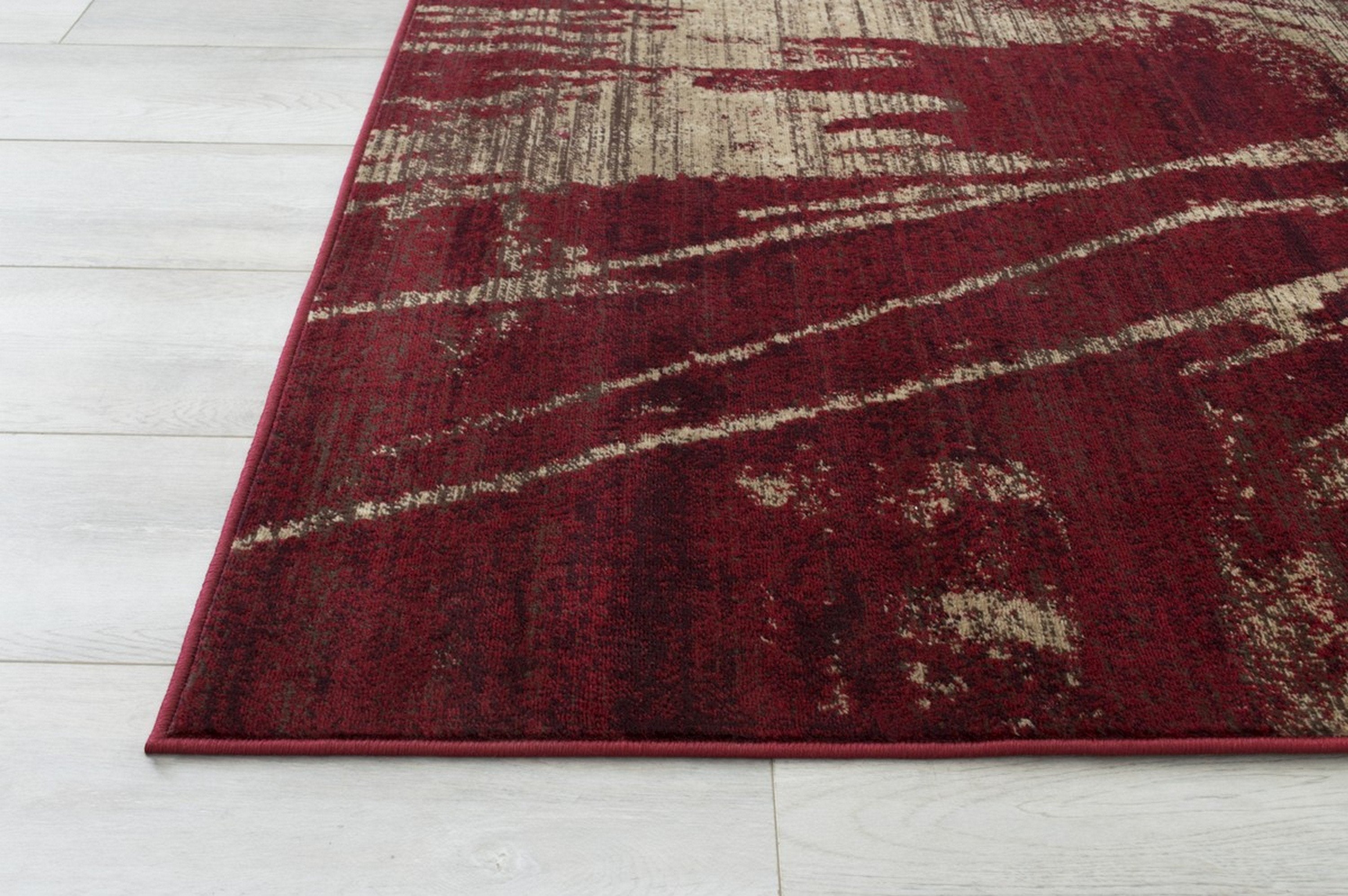 Abstract Splash Pattern Rug - Burgundy, Maroon, and Gold Design
