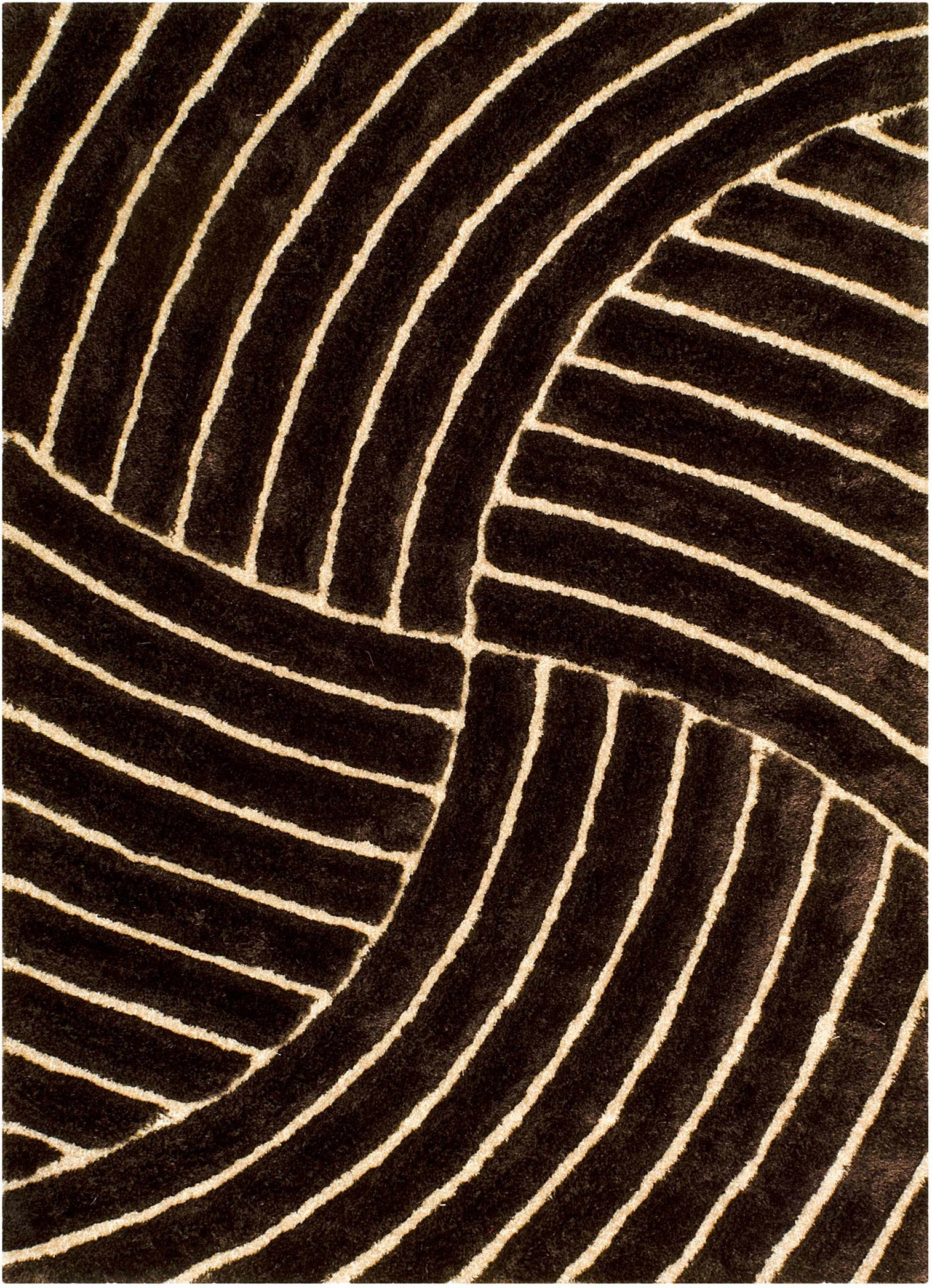 3-D Hand Carved Shaggy Rug - Soft Modern Colors