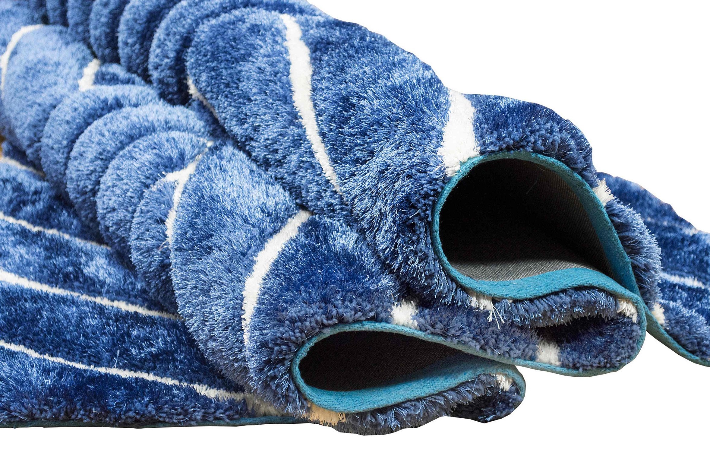 3-D Hand Carved Shaggy Rug - Soft Modern Colors