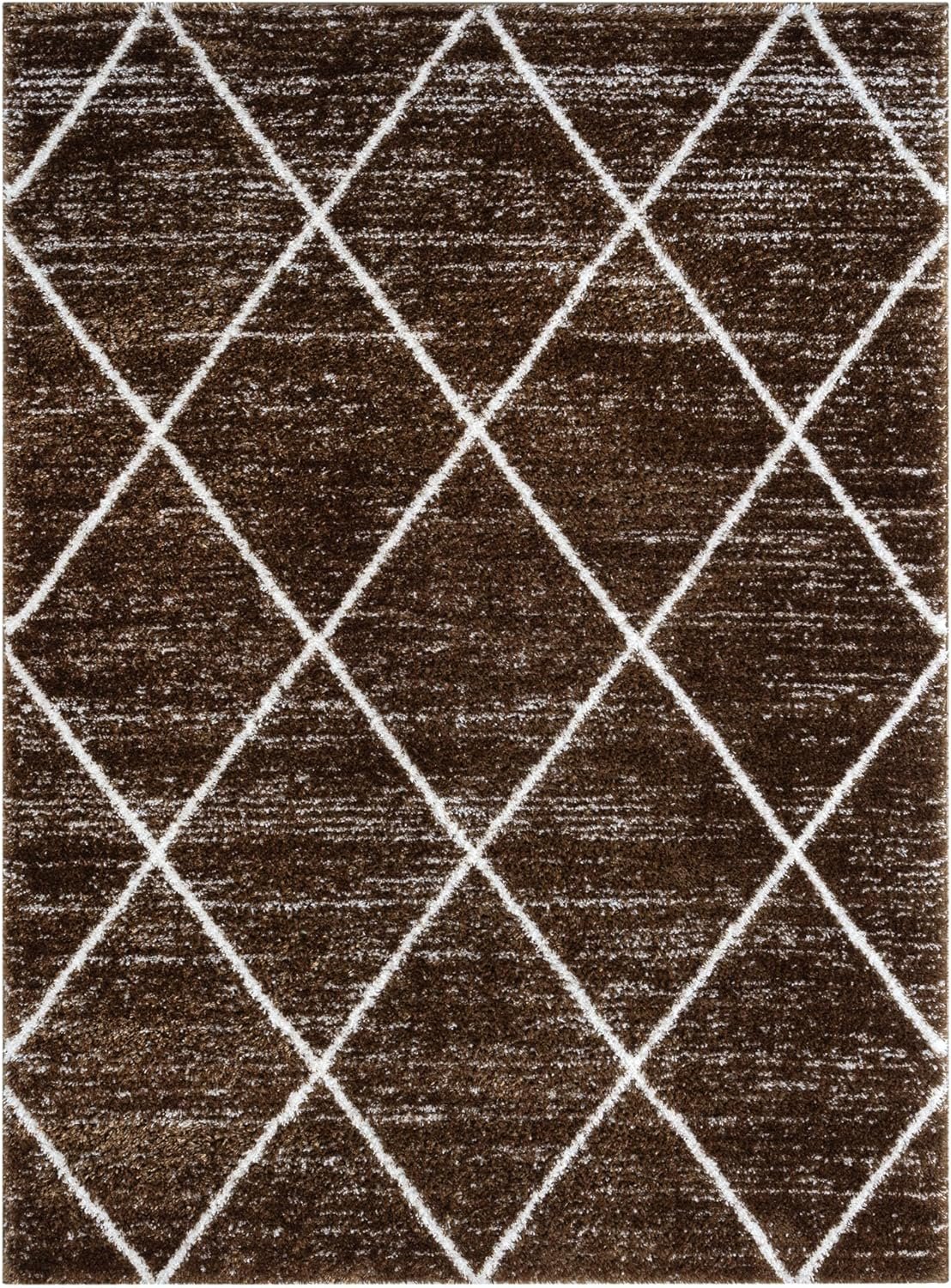 HR Luxurious Moroccan Diamond Shag Rug | Plush 1-Inch-High Pile Soft & Durable Area Rug #26222