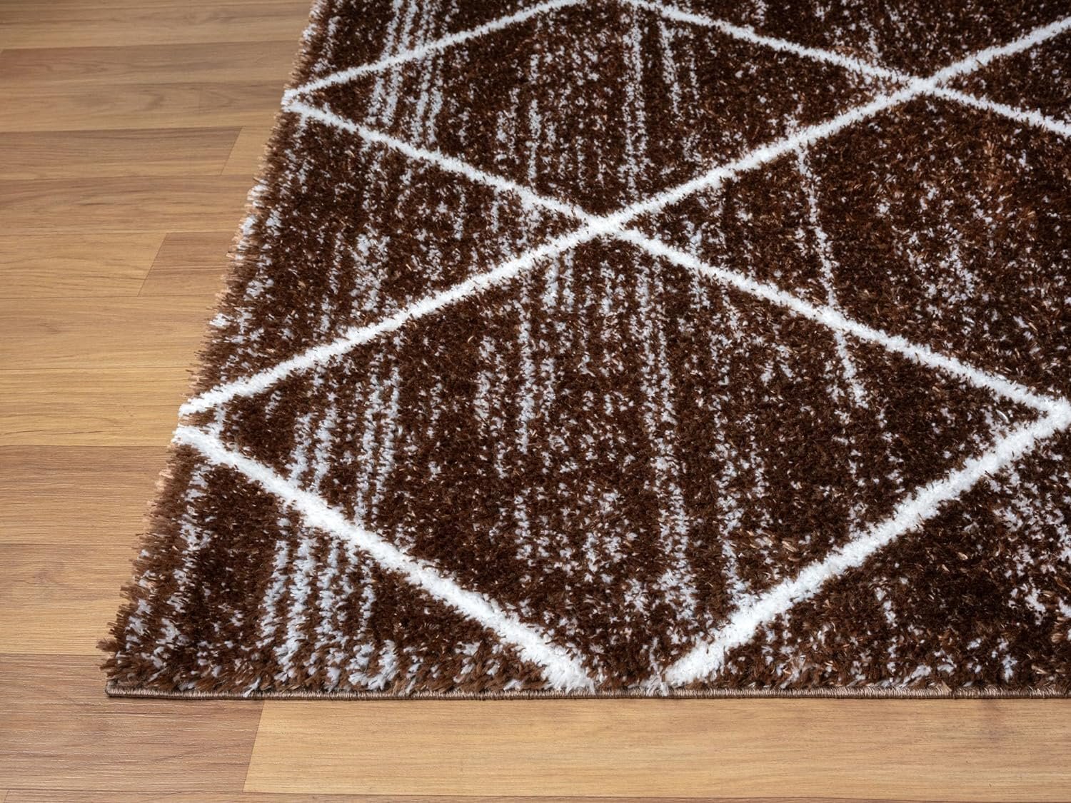 HR Luxurious Moroccan Diamond Shag Rug | Plush 1-Inch-High Pile Soft & Durable Area Rug #26222