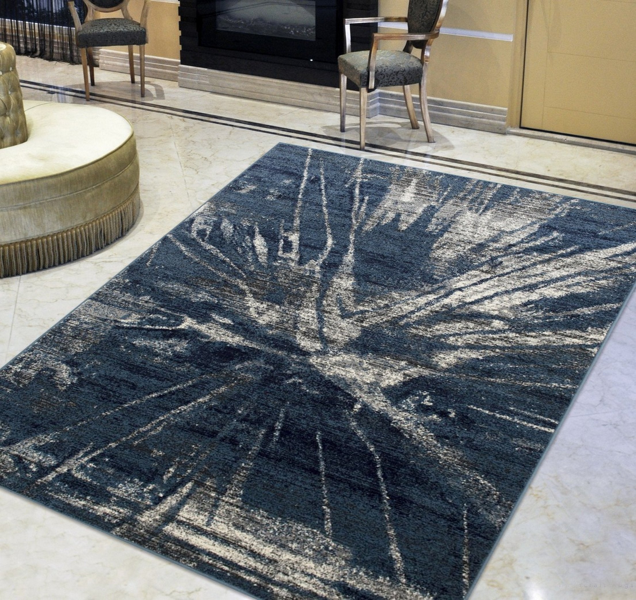 Abstract Splash Pattern Rug - Burgundy, Maroon, and Gold Design