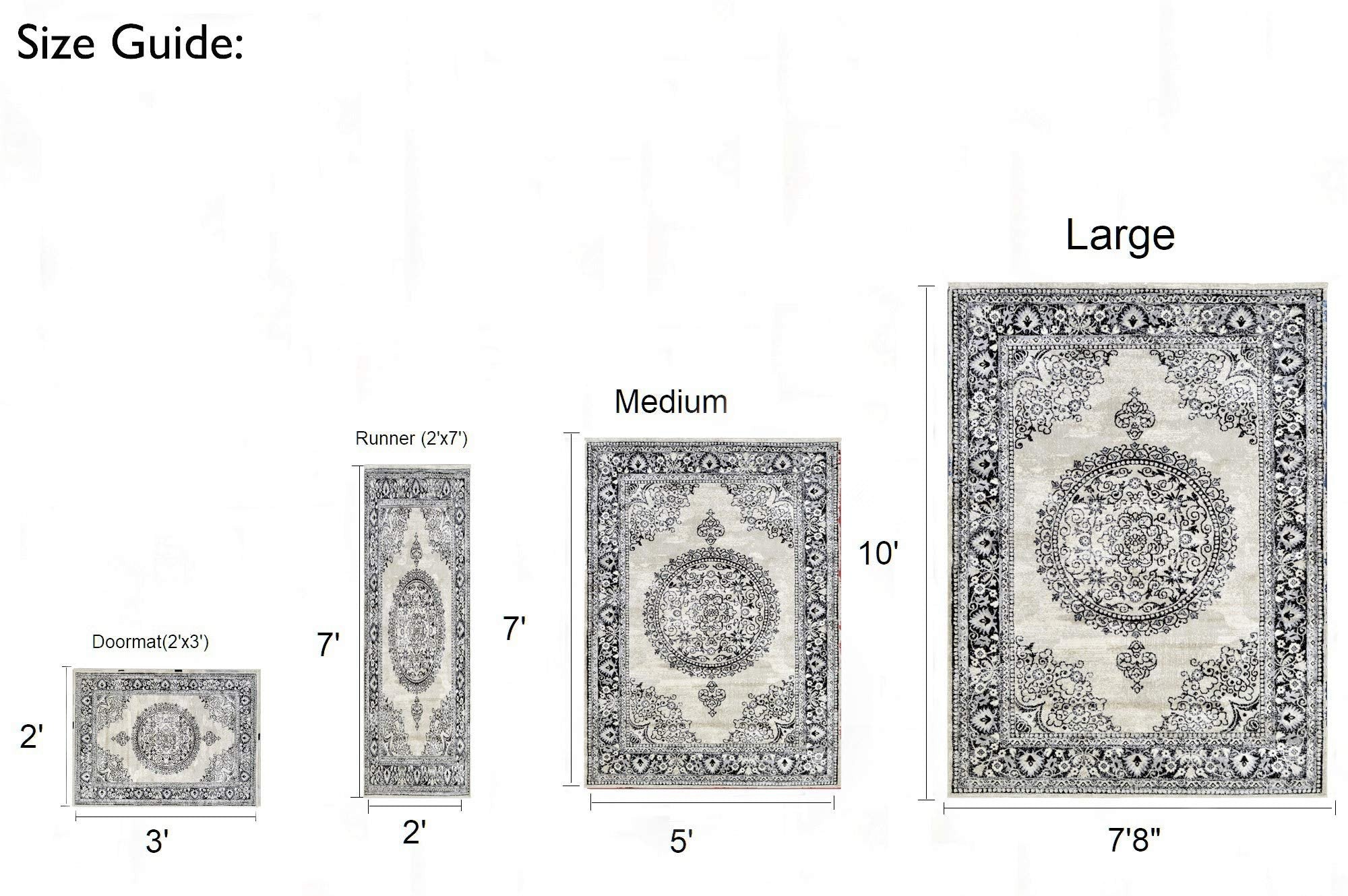Traditional Rug for Living Room Antiqued Oriental Boho Décor