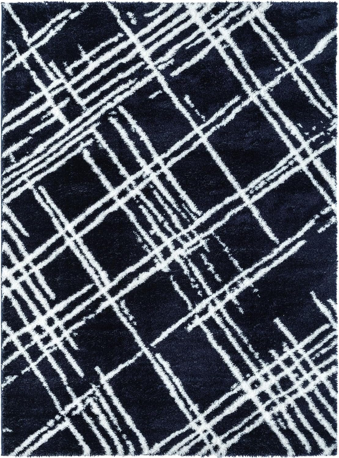 Modern Shaggy Rug - Luxurious Feel with Geometric Diamond Pattern