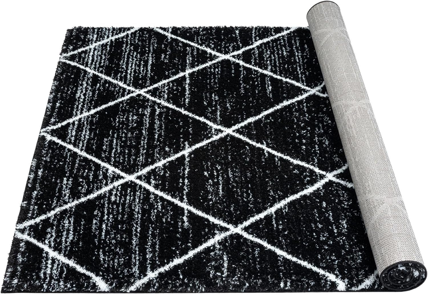 HR Luxurious Moroccan Diamond Shag Rug | Plush 1-Inch-High Pile Soft & Durable Area Rug #26222