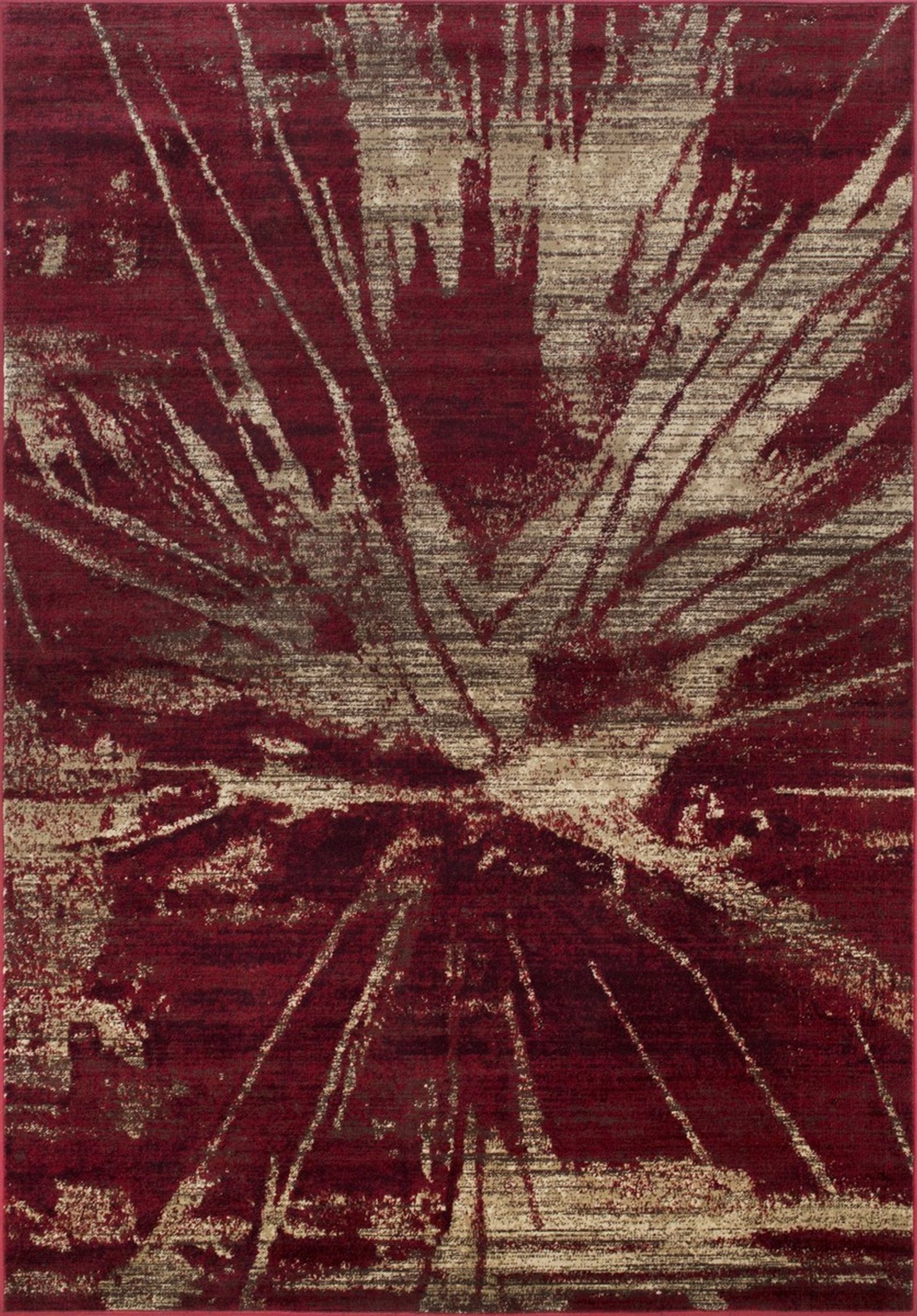 Abstract Splash Pattern Rug - Burgundy, Maroon, and Gold Design