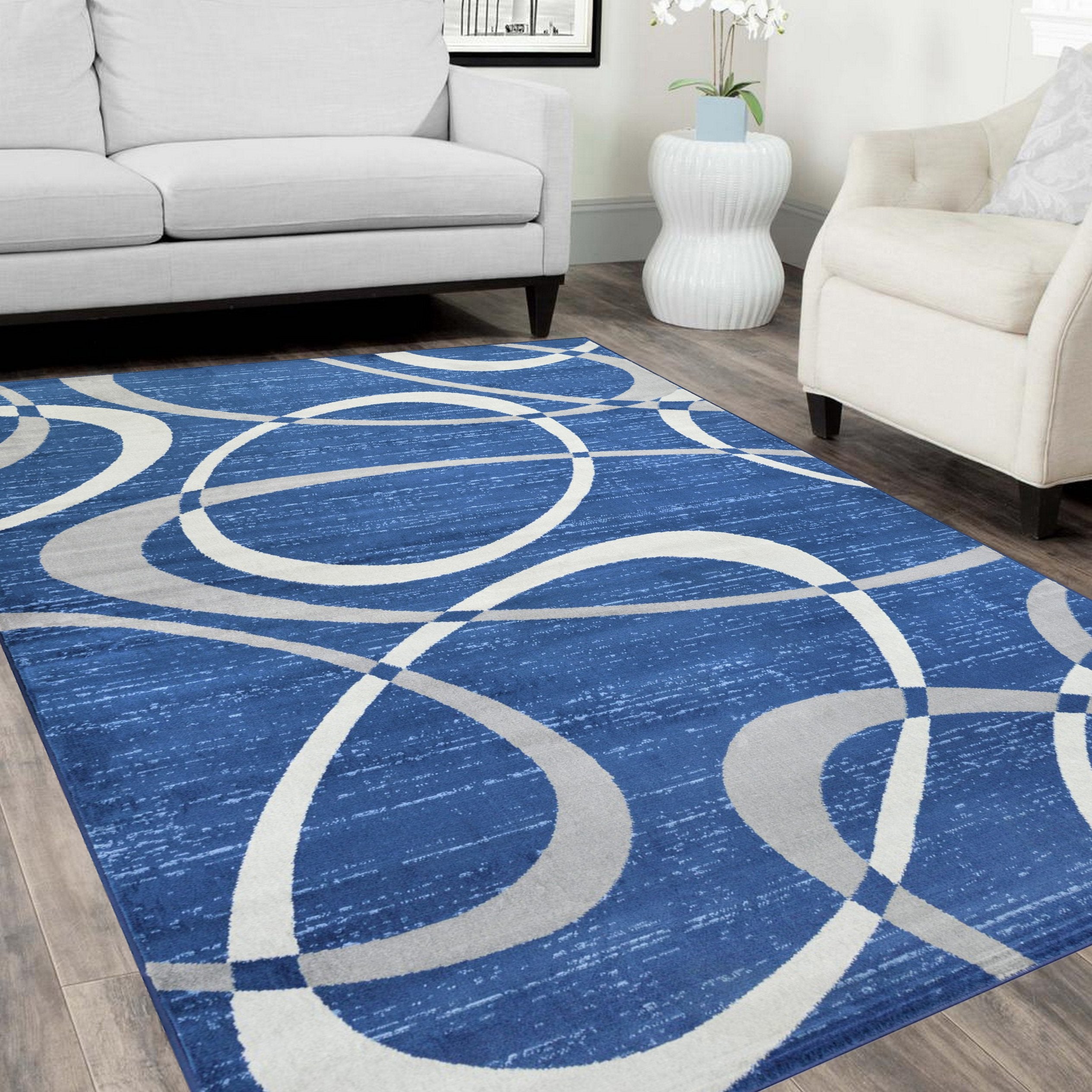 Modern Bohemian Oval Rug - Available in gray, red, beige, and blue.