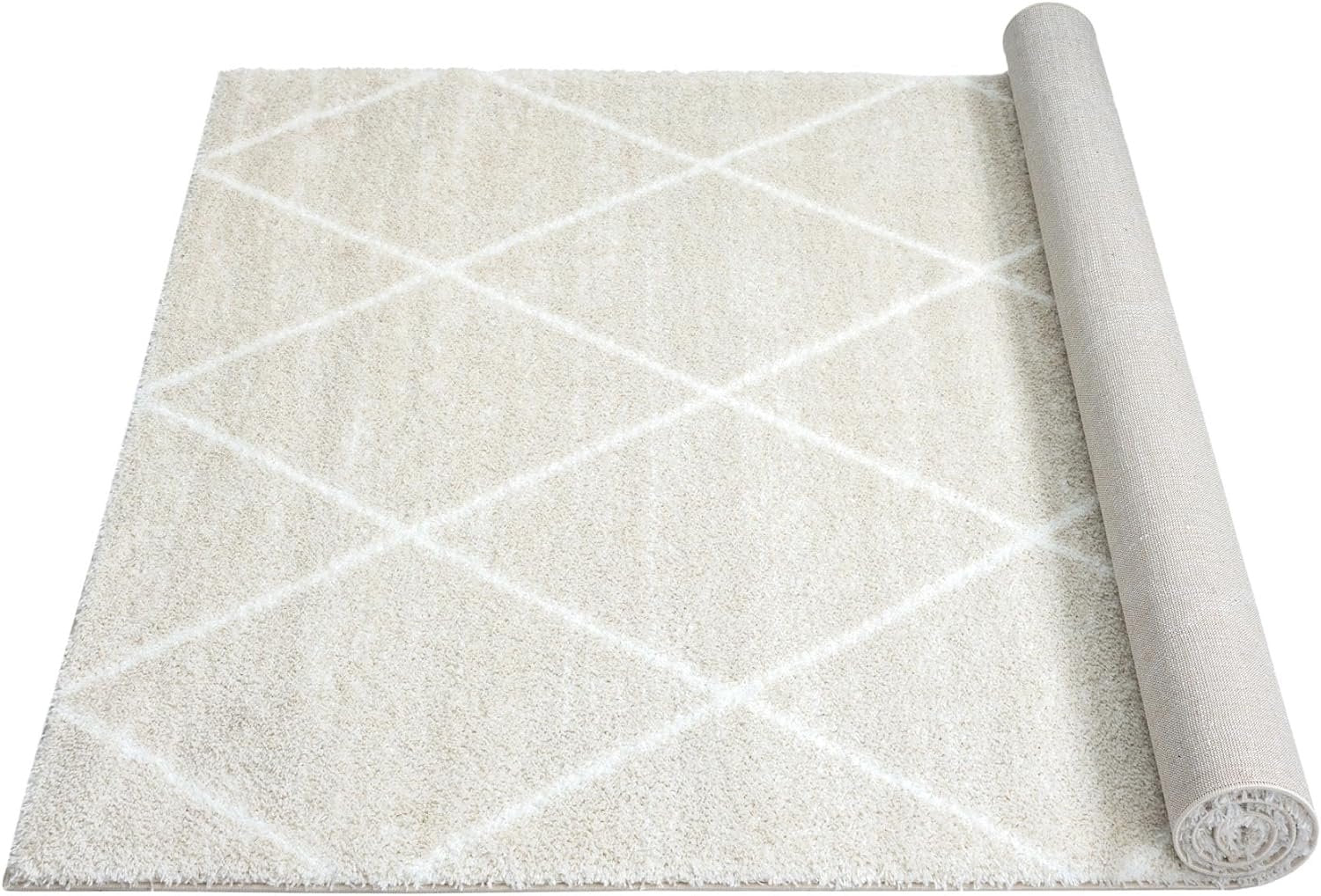 HR Luxurious Moroccan Diamond Shag Rug | Plush 1-Inch-High Pile Soft & Durable Area Rug #26222