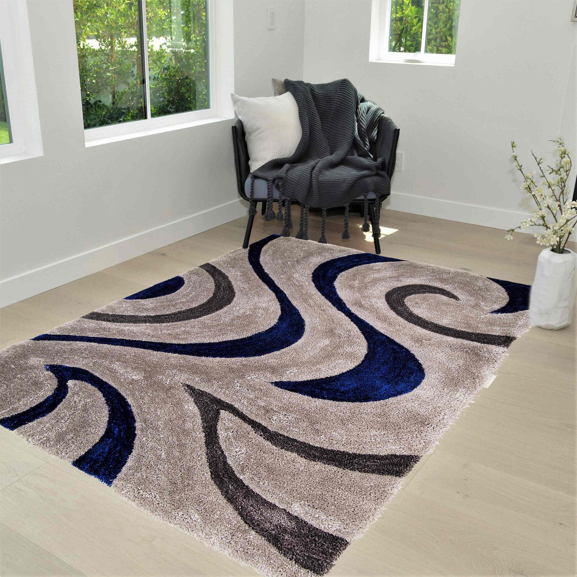 3-D Hand Carved Shaggy Rug #06