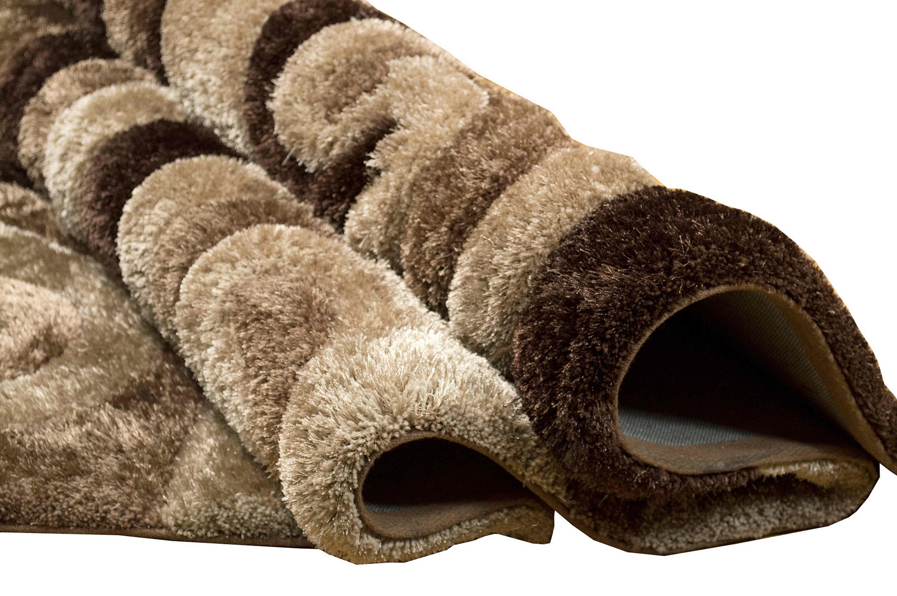 3-D Hand Carved Shaggy Rug - Soft Modern Colors