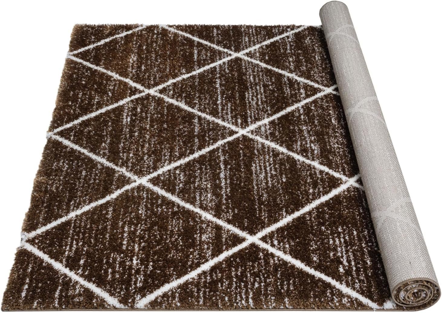HR Luxurious Moroccan Diamond Shag Rug | Plush 1-Inch-High Pile Soft & Durable Area Rug #26222