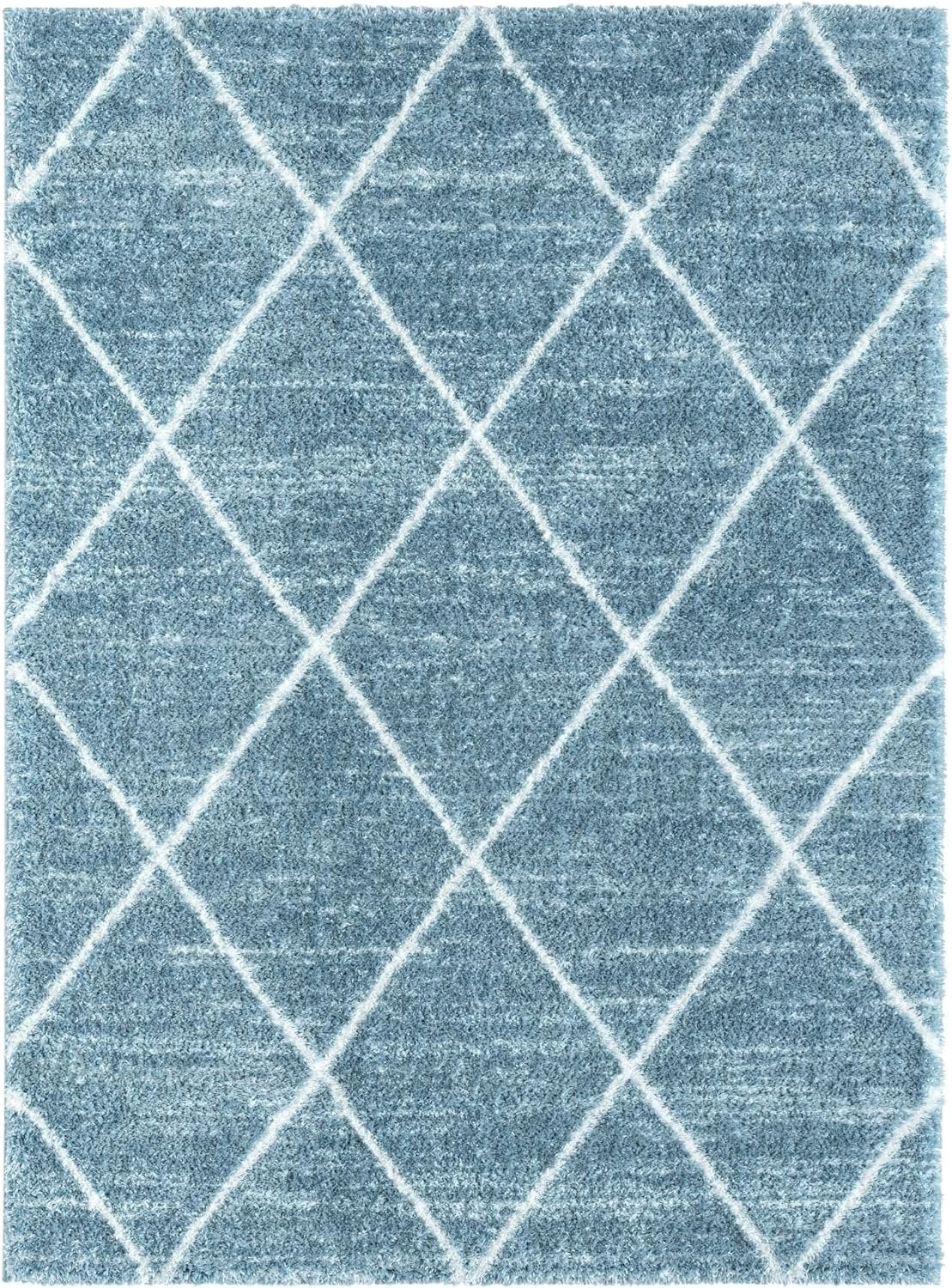 HR Luxurious Moroccan Diamond Shag Rug | Plush 1-Inch-High Pile Soft & Durable Area Rug #26222