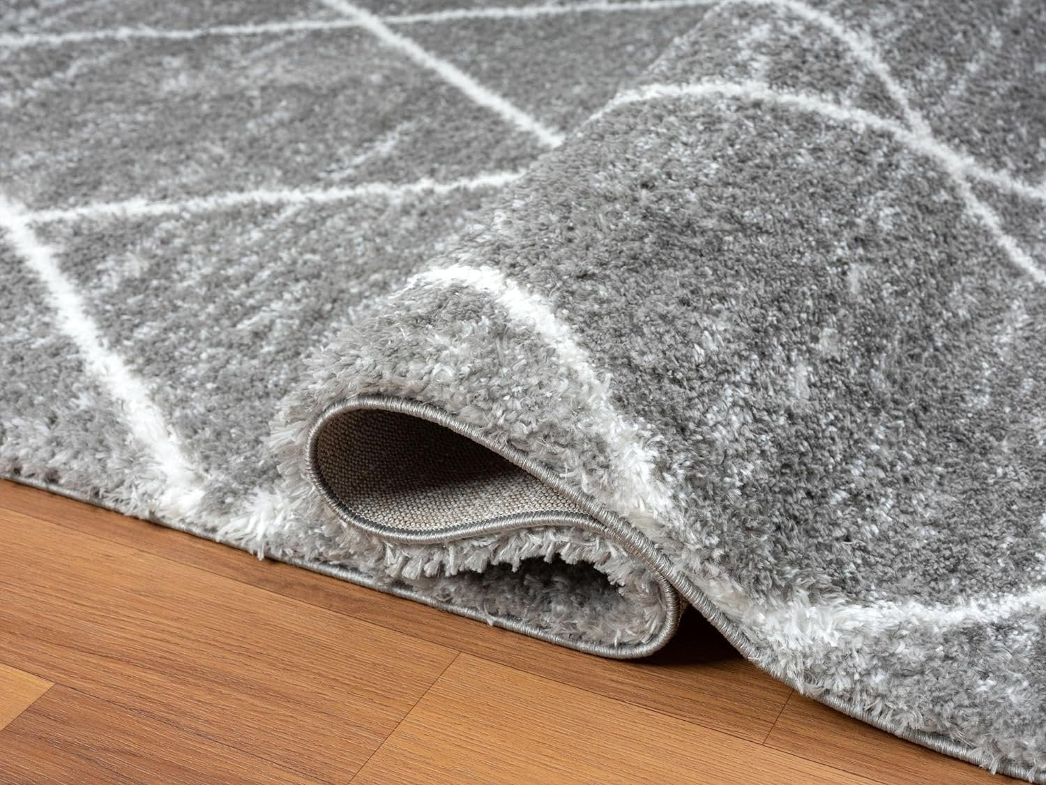 HR Luxurious Moroccan Diamond Shag Rug | Plush 1-Inch-High Pile Soft & Durable Area Rug #26222