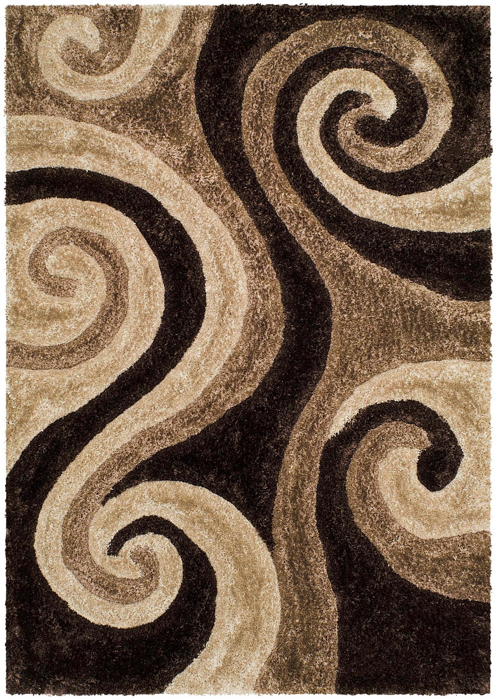 3-D Hand Carved Shaggy Rug - Soft Modern Colors