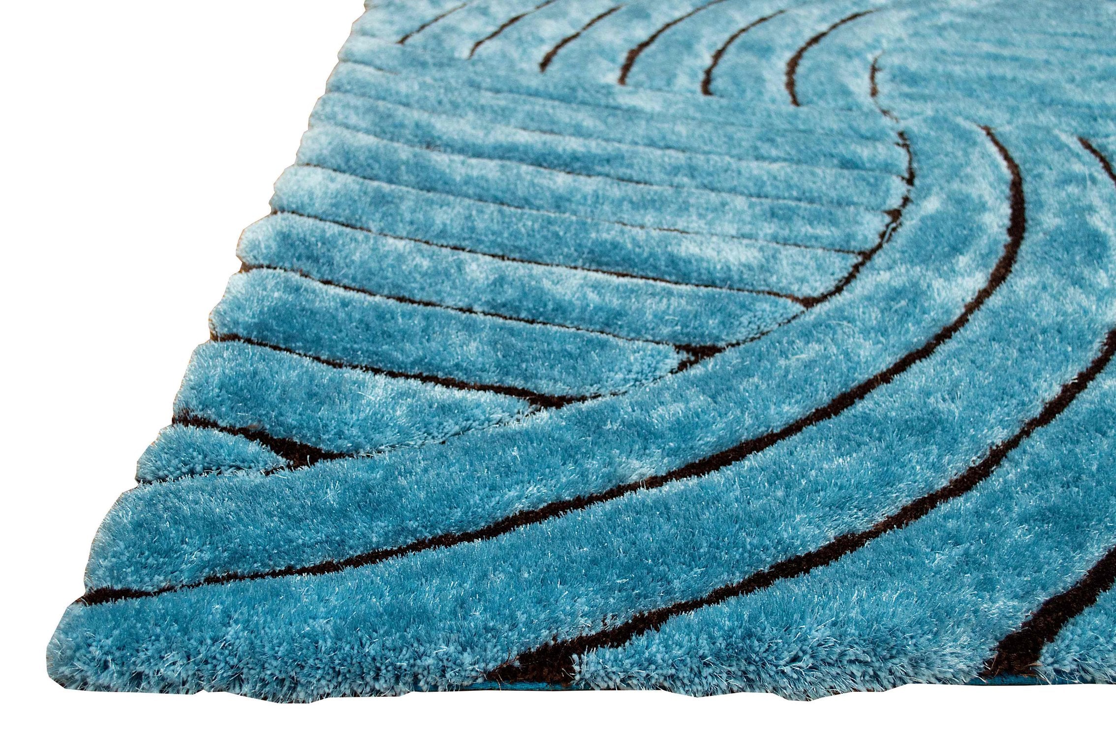 3-D Hand Carved Shaggy Rug - Soft Modern Colors