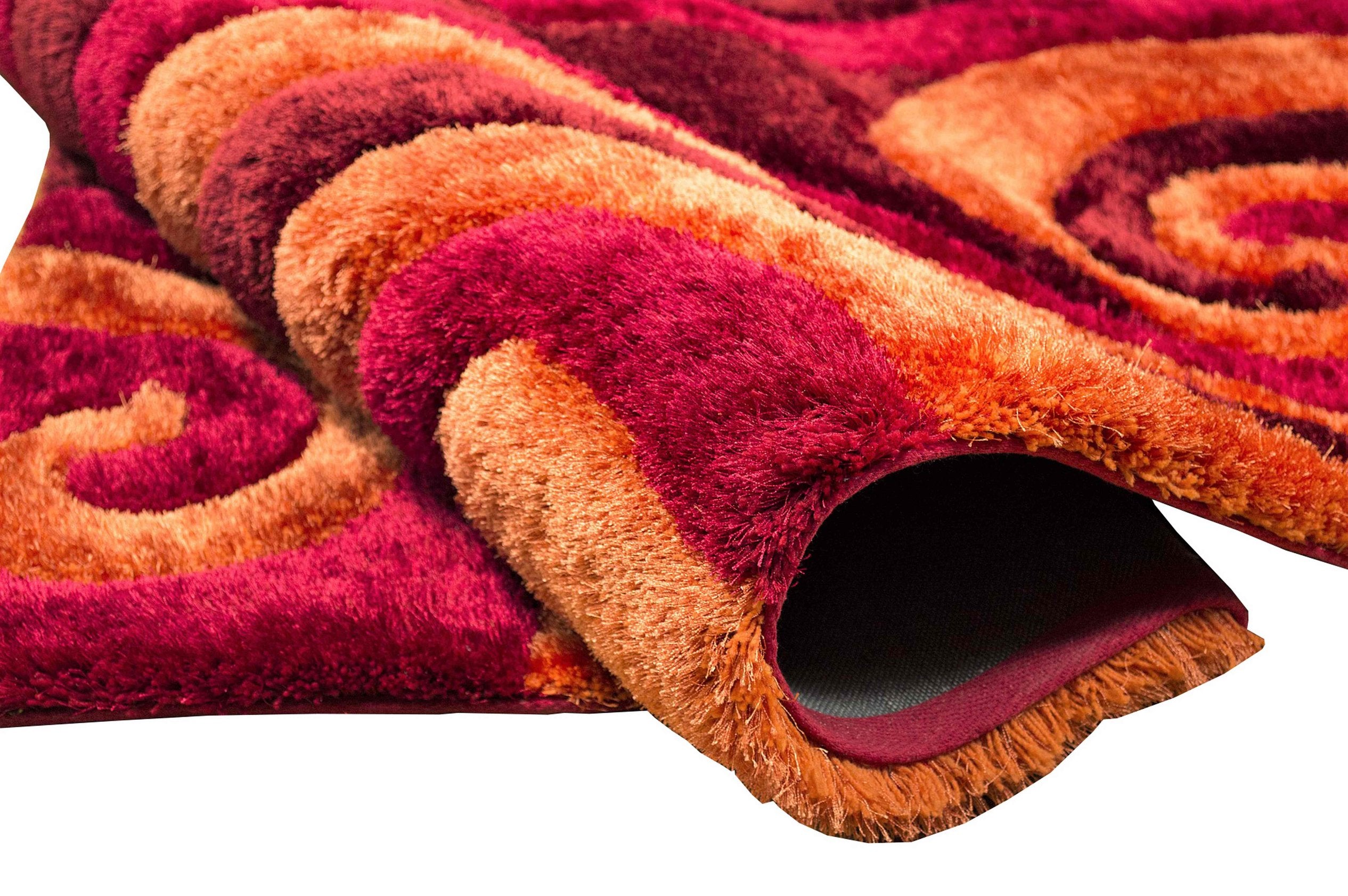 3-D Hand Carved Shaggy Rug - Soft Modern Colors