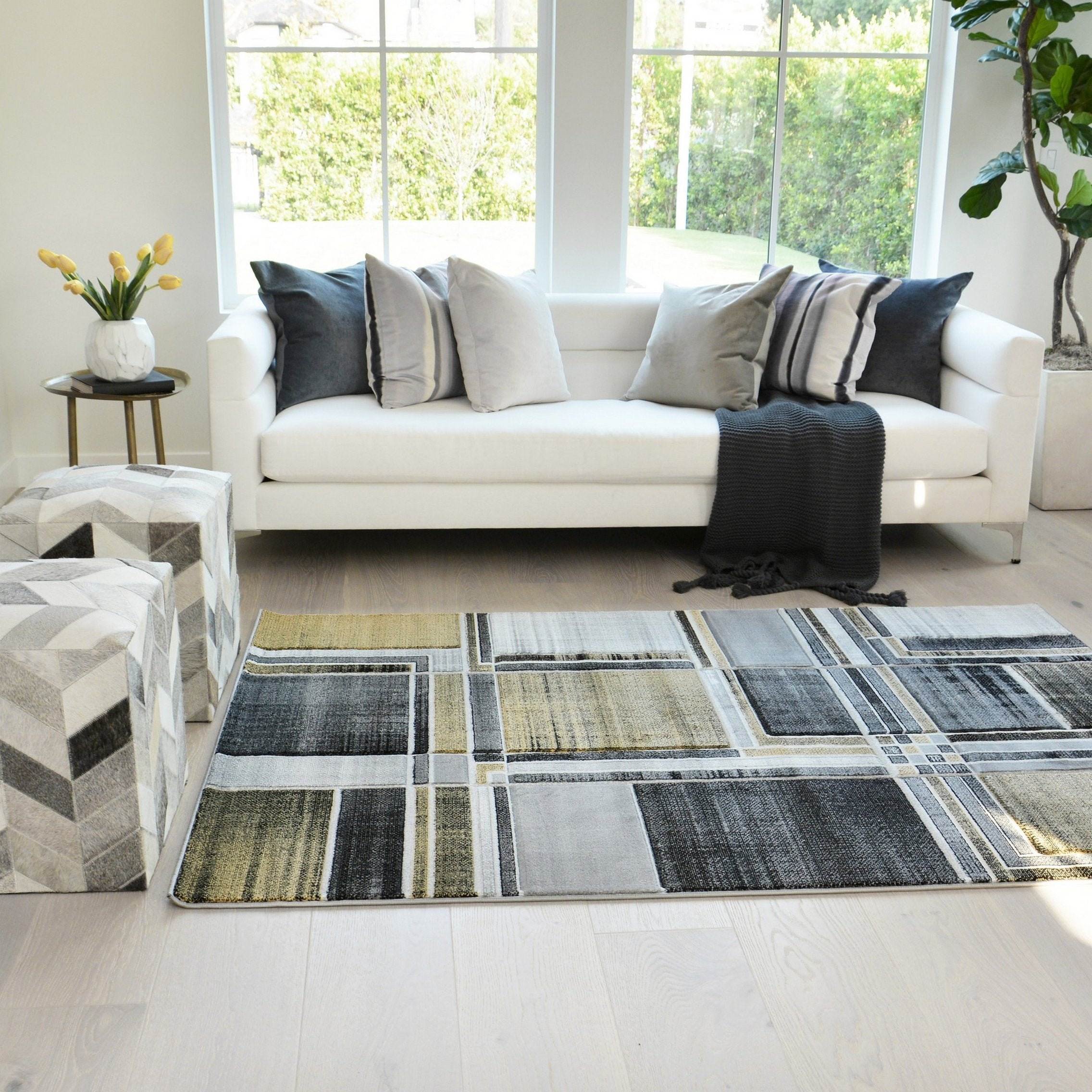 Modern Cubism Area Rug – Hand Carved and Stylish