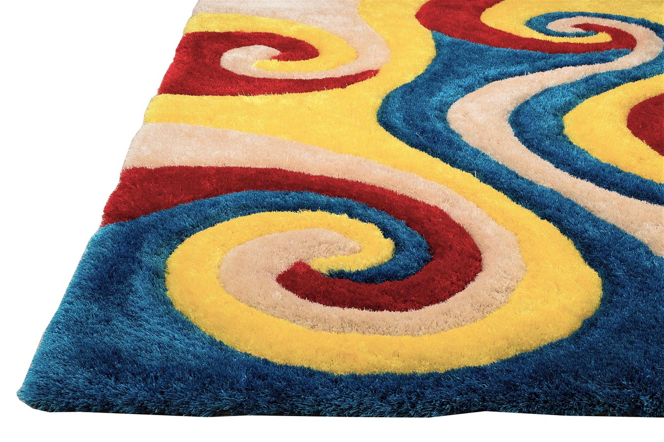 3-D Hand Carved Shaggy Rug - Soft Modern Colors