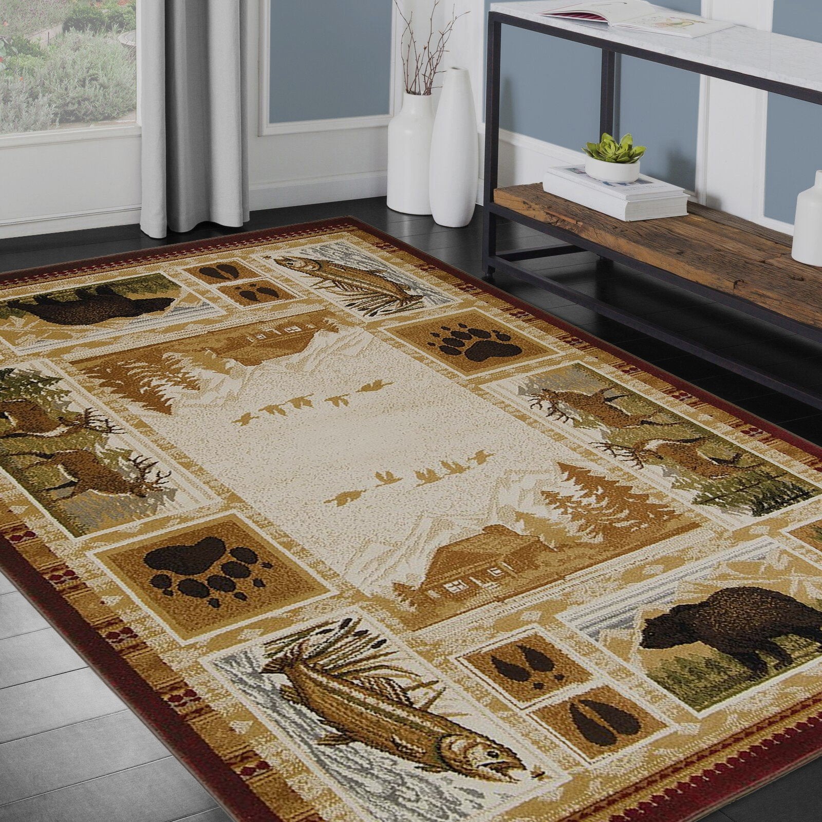 Cozy wildlife-themed rug with soft texture and bold design