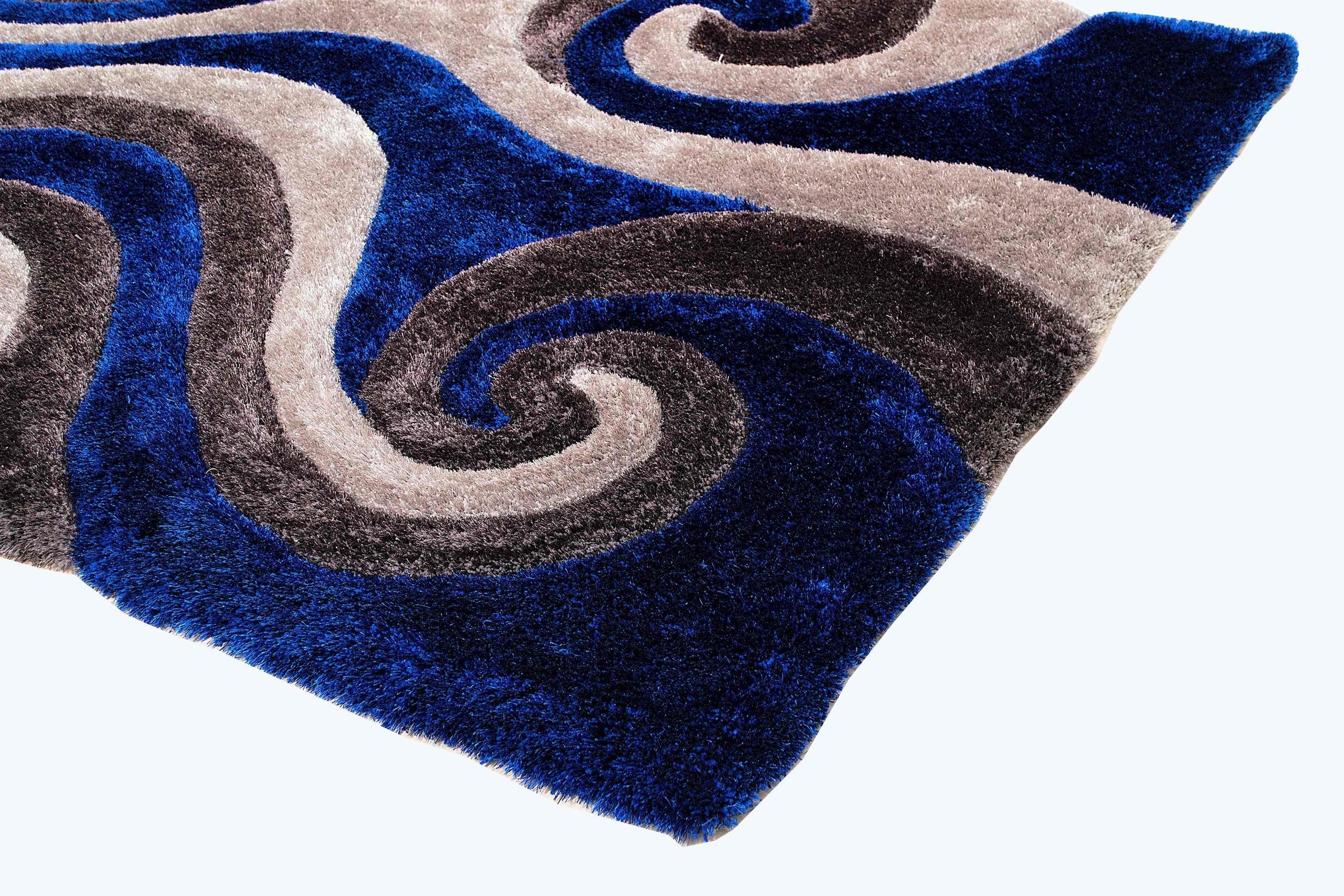3-D Hand Carved Shaggy Rug - Soft Modern Colors