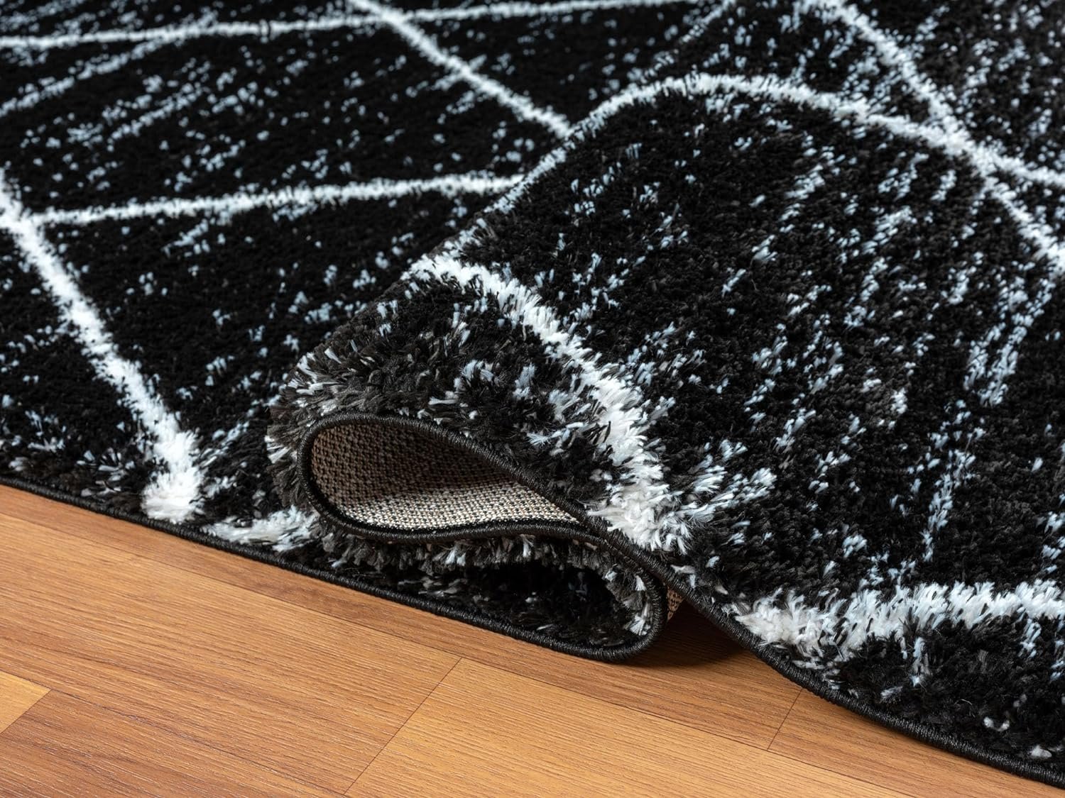 HR Luxurious Moroccan Diamond Shag Rug | Plush 1-Inch-High Pile Soft & Durable Area Rug #26222