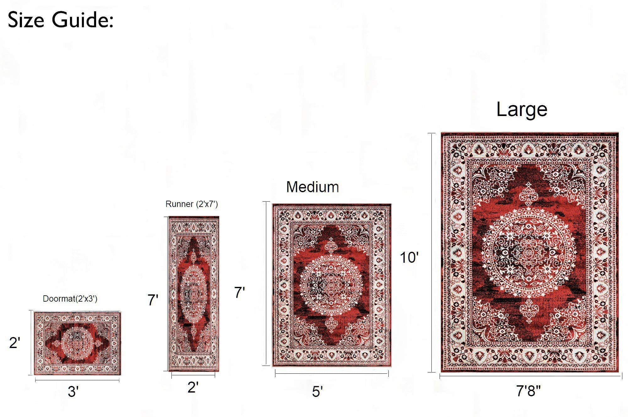 Traditional Rug for Living Room Antiqued Oriental Boho Décor