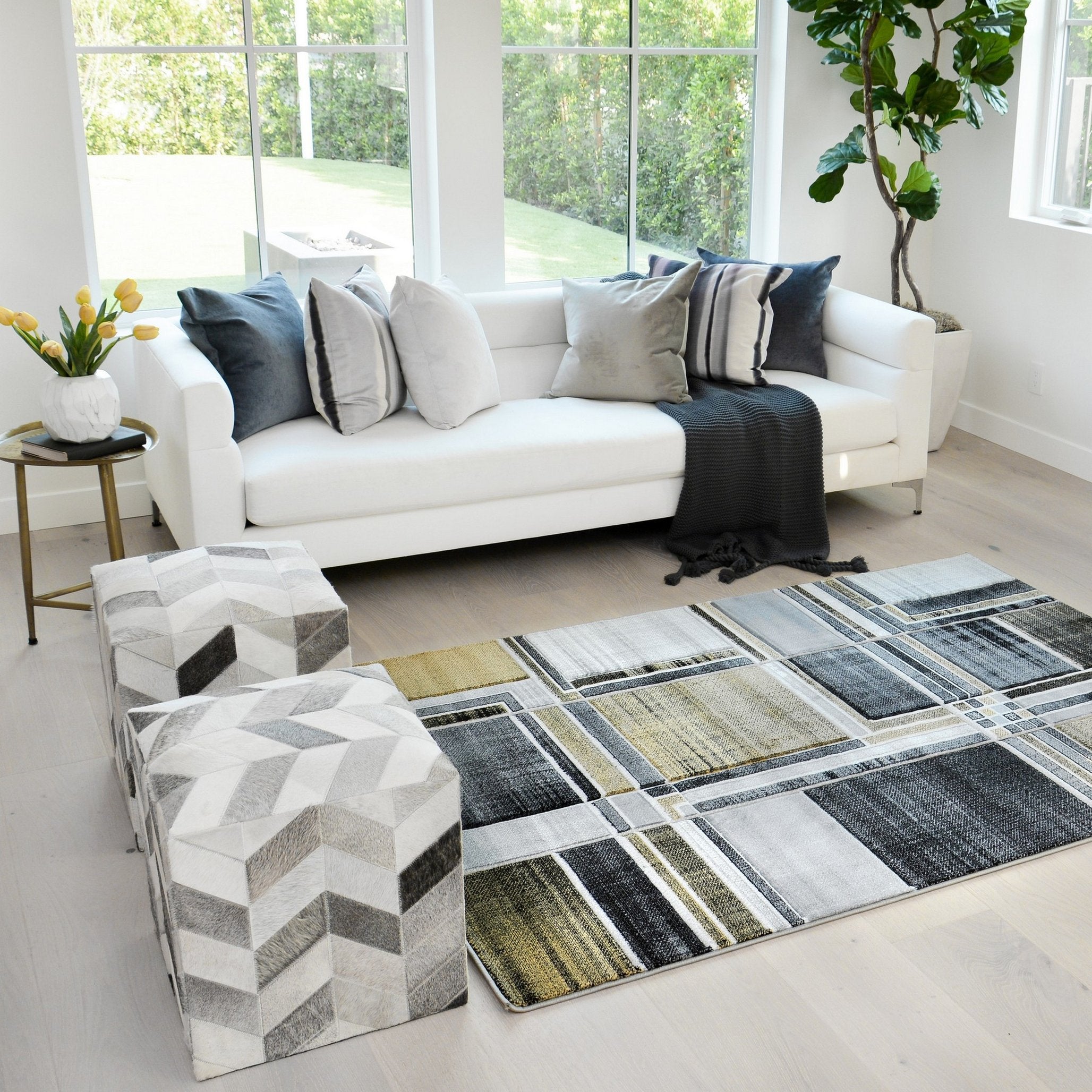 Modern Cubism Area Rug – Hand Carved and Stylish
