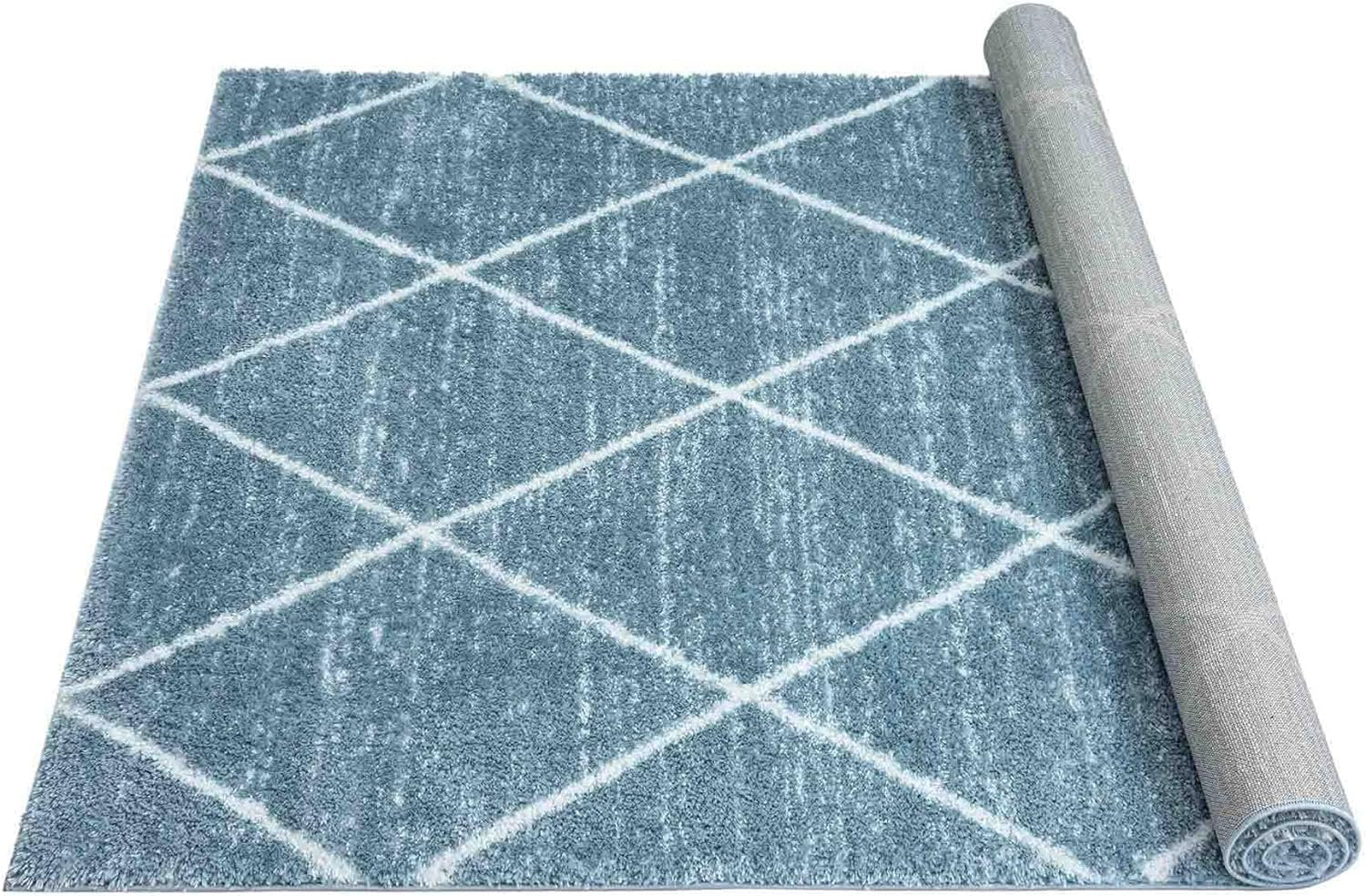 HR Luxurious Moroccan Diamond Shag Rug | Plush 1-Inch-High Pile Soft & Durable Area Rug #26222