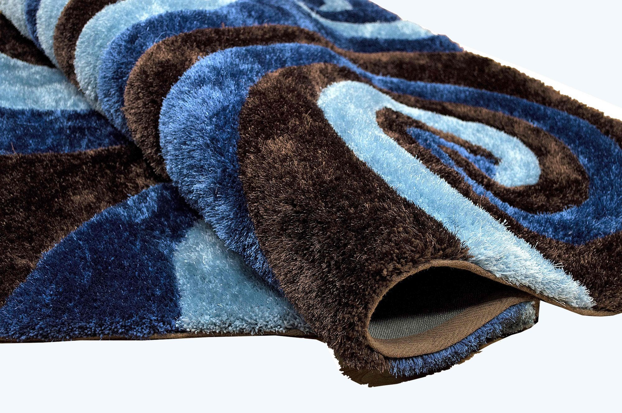 3-D Hand Carved Shaggy Rug - Soft Modern Colors