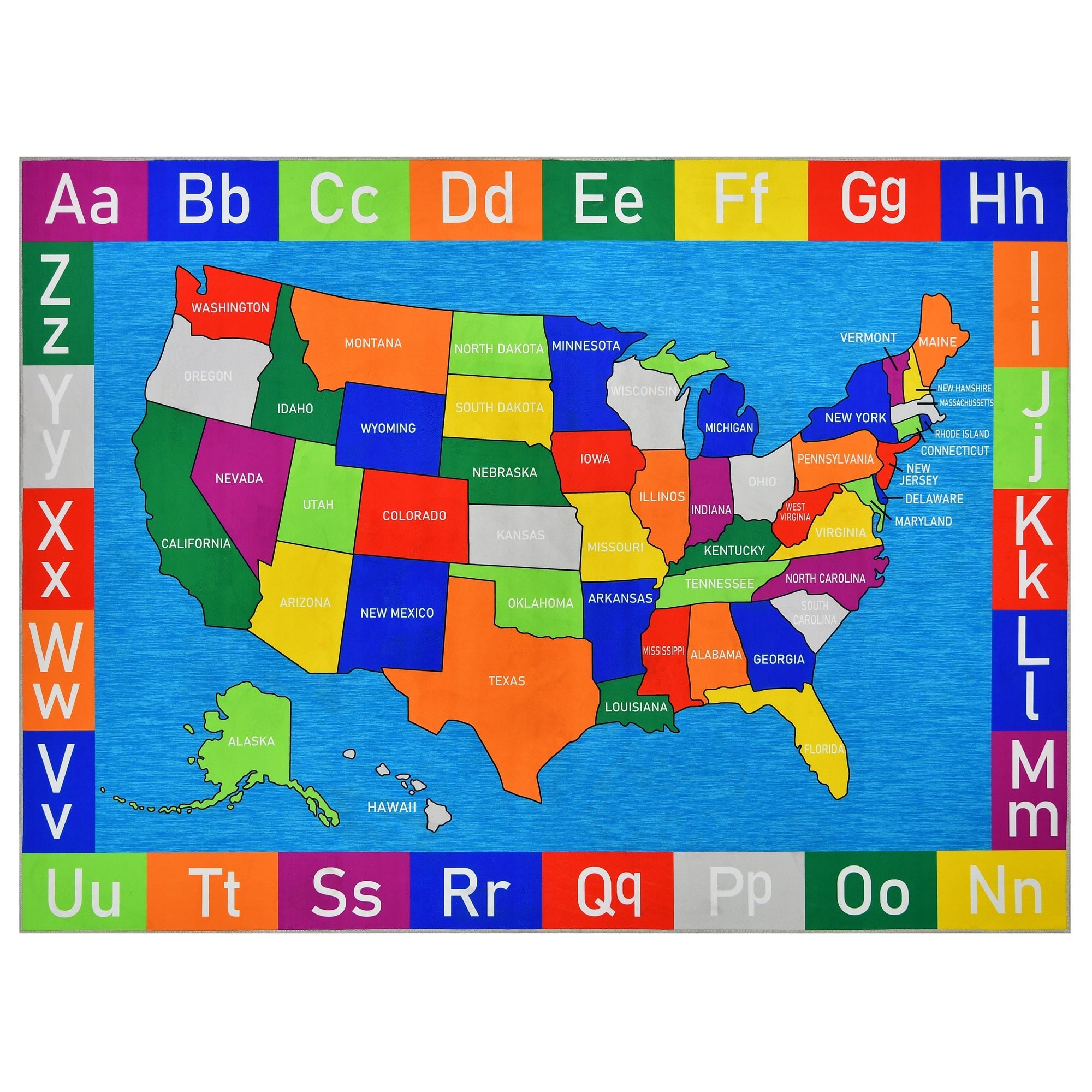 HR Premium Non-Slip USA Alphabet Area Rug