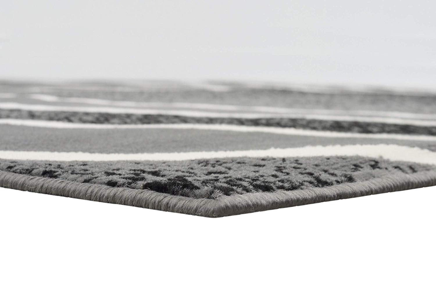 Geometric Stripes Area Rug Contemporary Modern Black & Grey