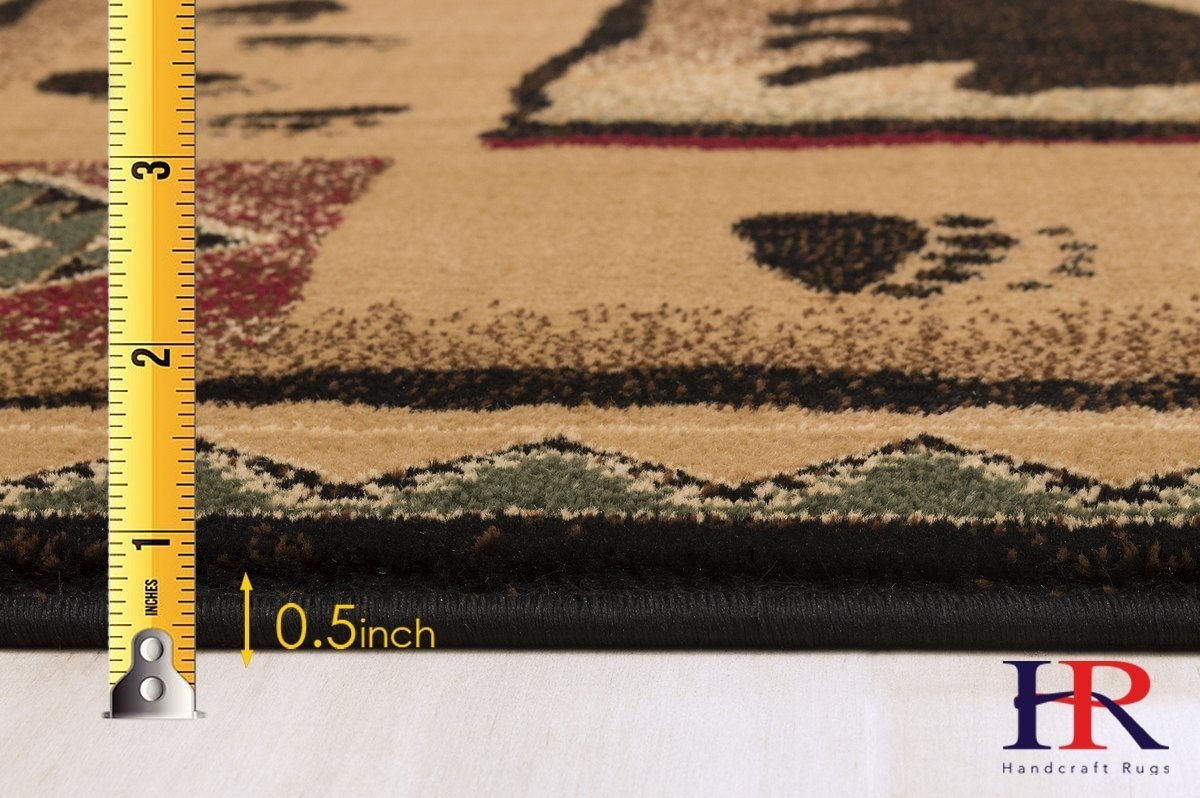 HR Mother Bear/Cub/Footprint Lodge Cabin Area rug