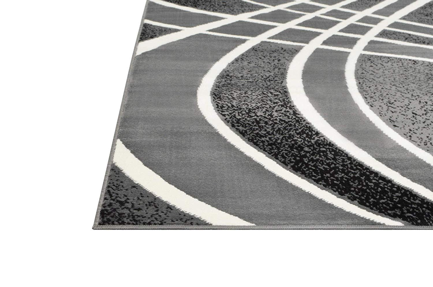 Geometric Stripes Area Rug Contemporary Modern Black & Grey