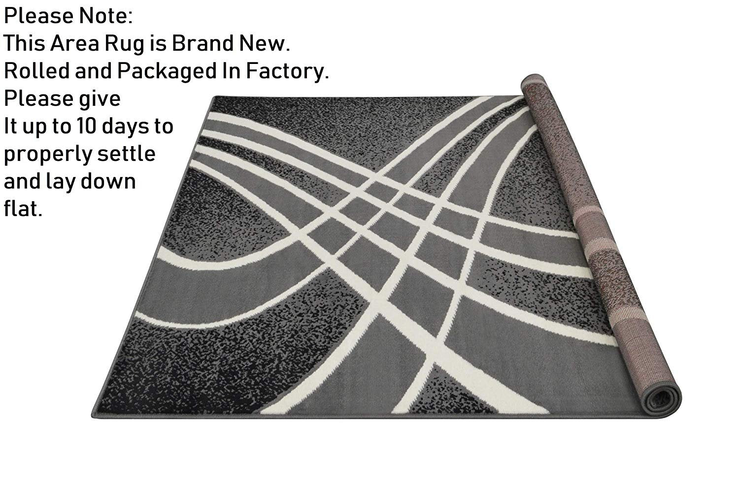 Geometric Stripes Area Rug Contemporary Modern Black & Grey