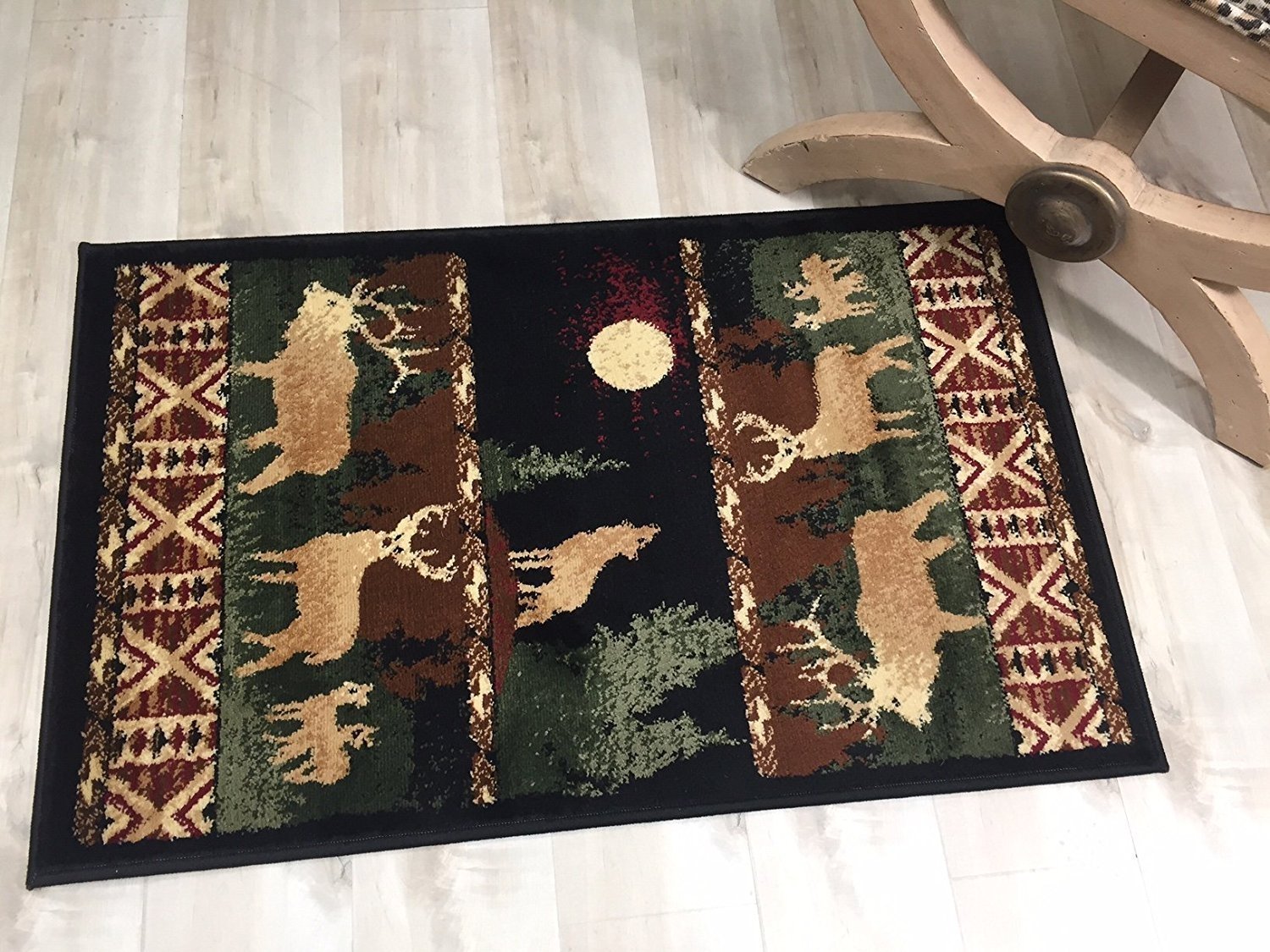 HR Wolf/Moon/Deer cabin and lodge area rug
