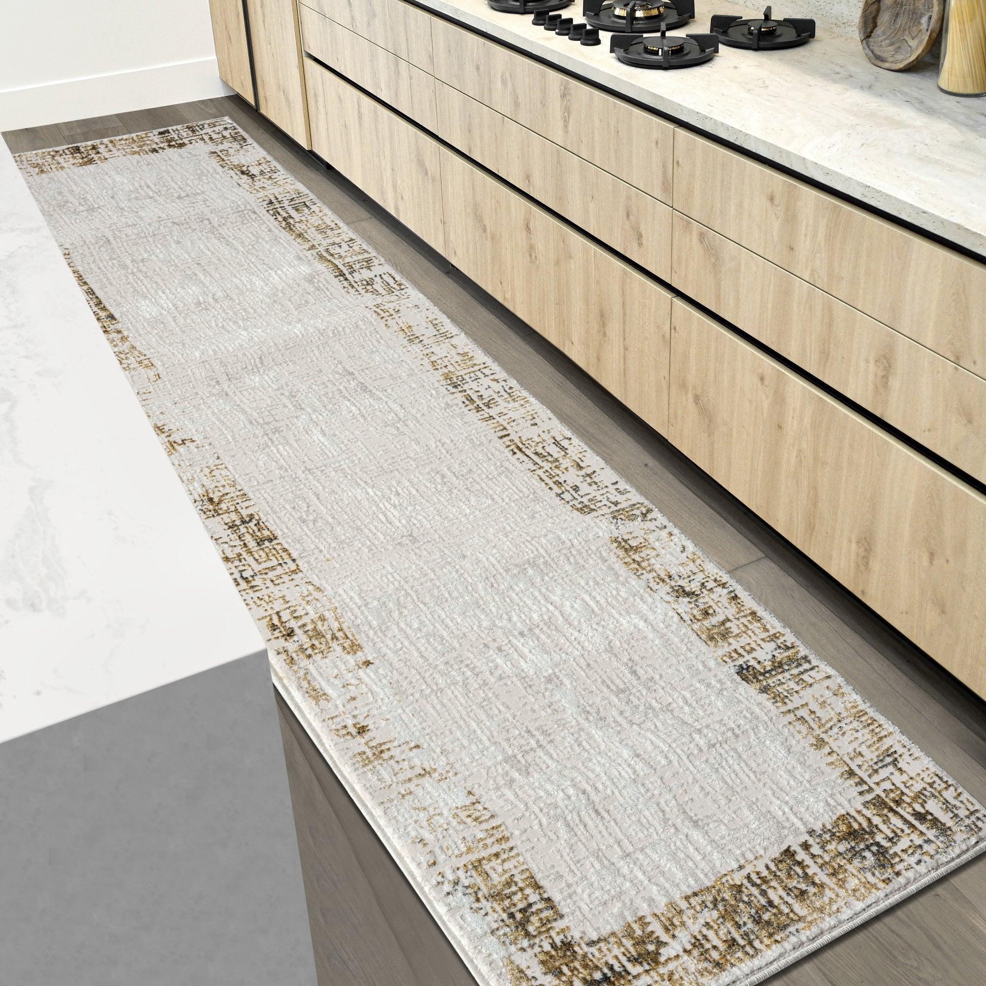 HR Super Soft Polyester Abstract Area Rug Bordered # 454