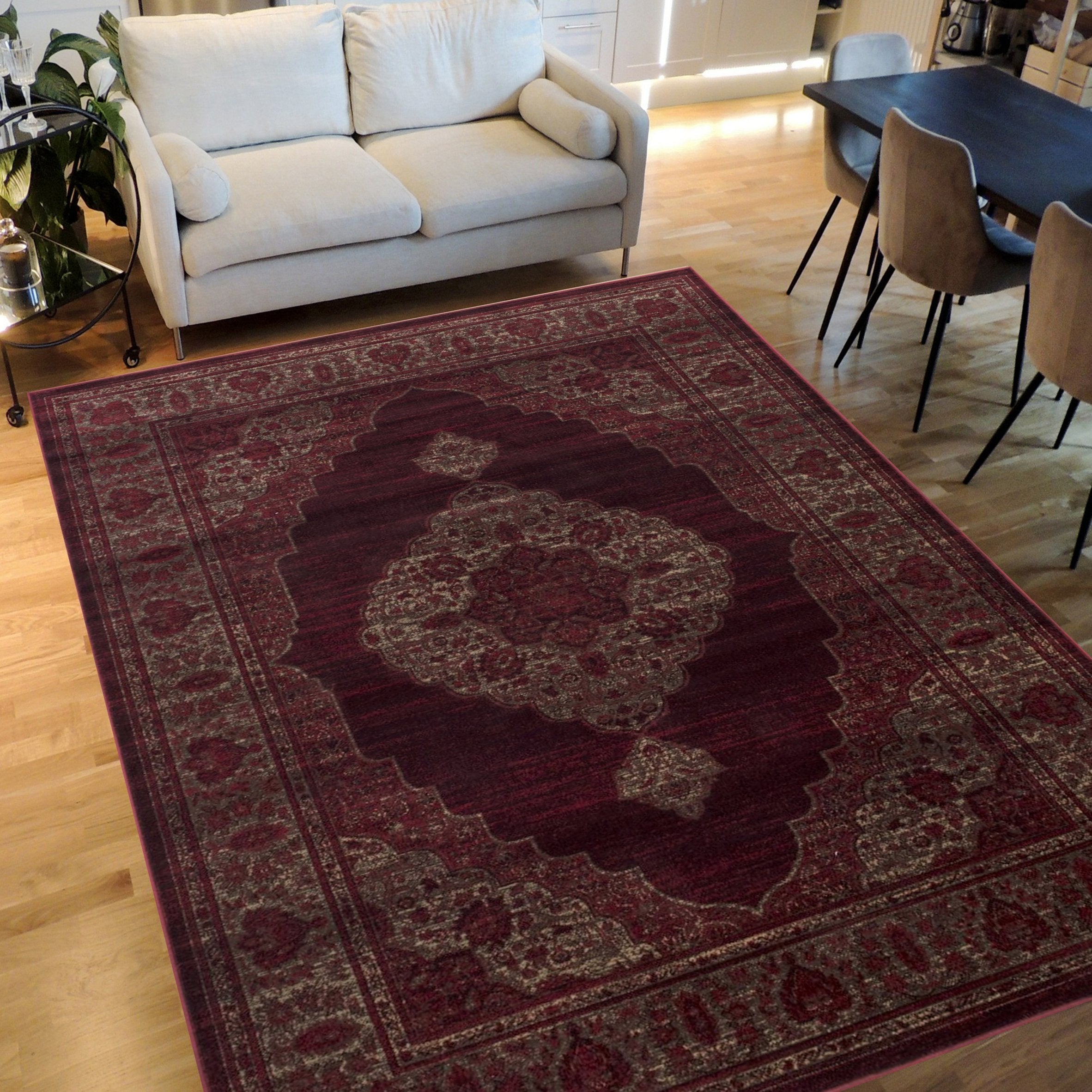 Floral Pattern Distressed Rug #94