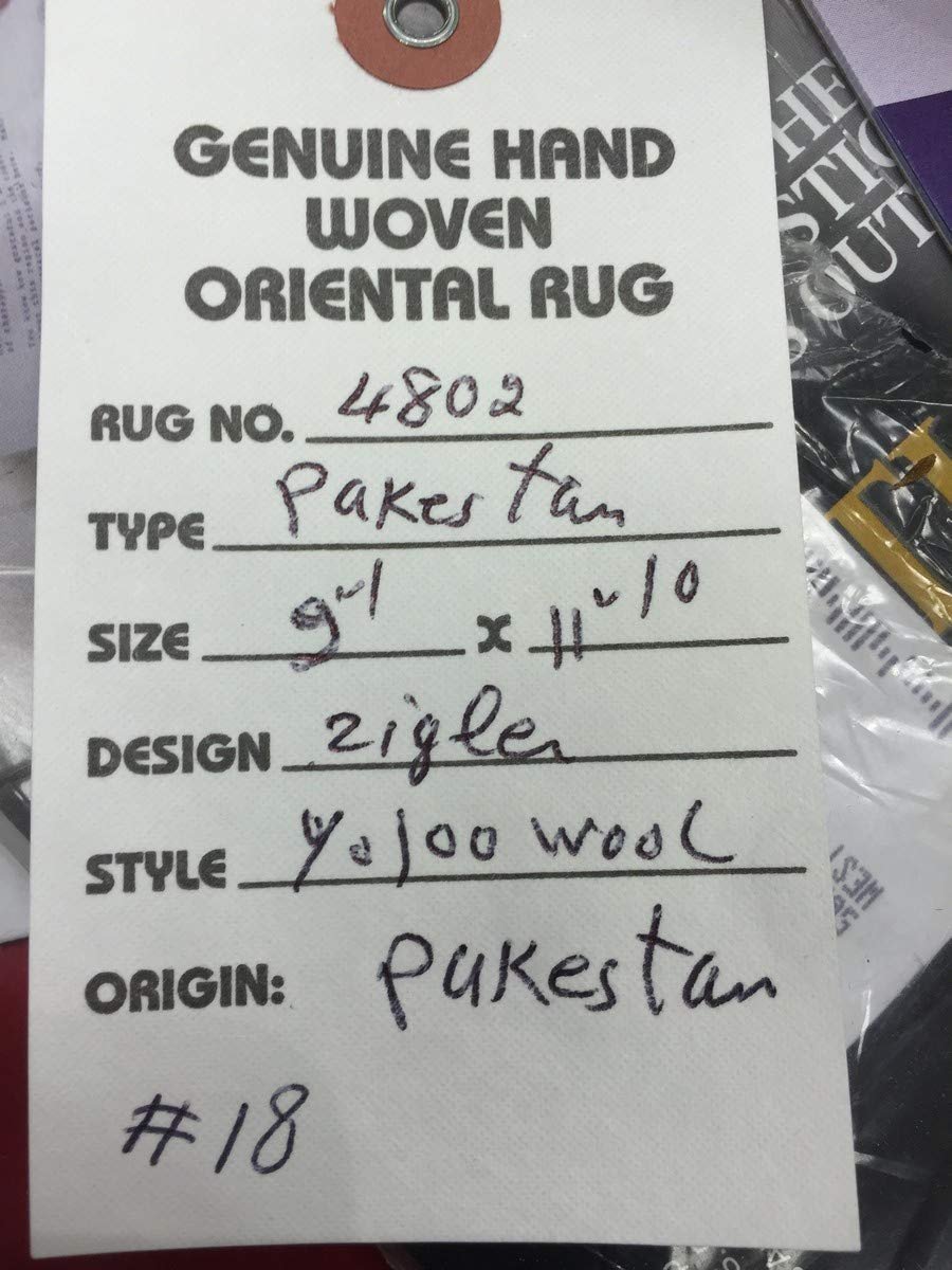 Hand Knotted Pakistani Rug-Ziegler-Burgandy/Olive/Multi-(9.1 by 11.10 Feet)