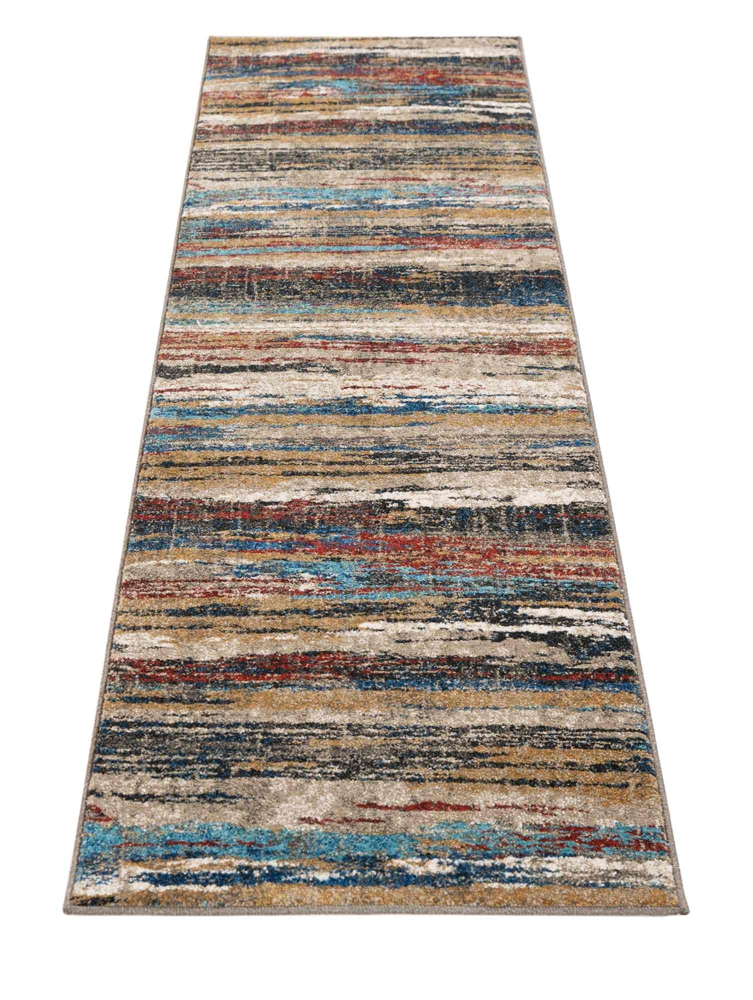 Stripped Design Rugs Blue Burgundy Multi Color Abstract #96