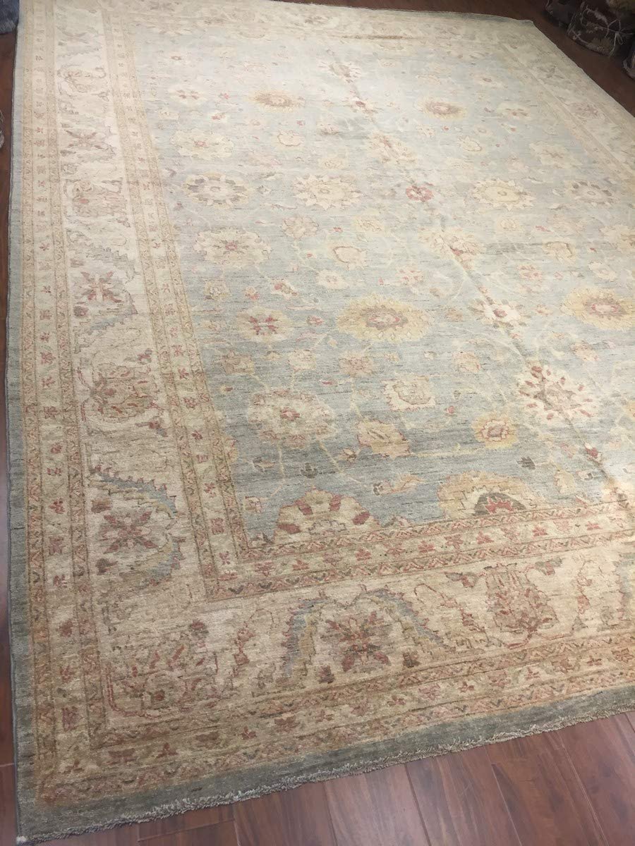 Hand Knotted Pakistani Rug-Ziegler-Gray/Beige/Multi-(13.7 by 10Feet)
